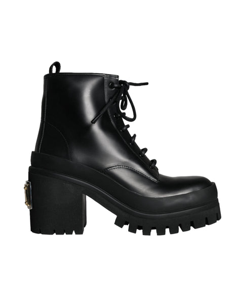 Dolce & Gabbana Black Lace Up Trekking Ankle Boots Men Shoes - Hilstor