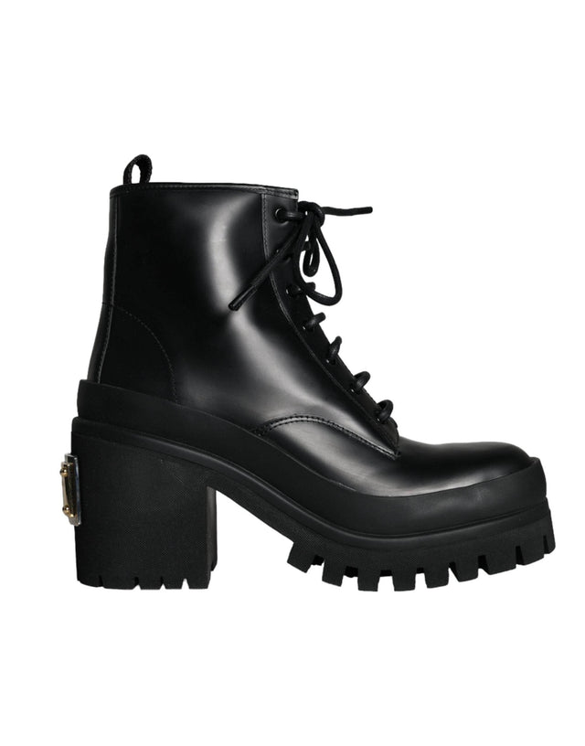 Dolce & Gabbana Black Lace Up Trekking Ankle Boots Men Shoes - Hilstor