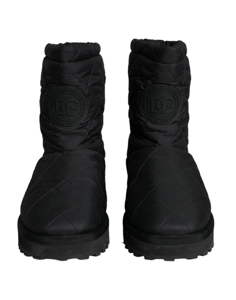 Dolce & Gabbana Black Nylon Padded Mid Calf Men Boots Shoes - Hilstor