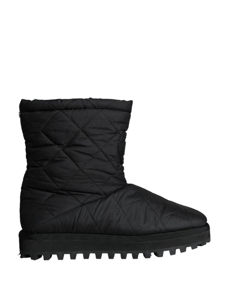 Dolce & Gabbana Black Nylon Padded Mid Calf Men Boots Shoes - Hilstor