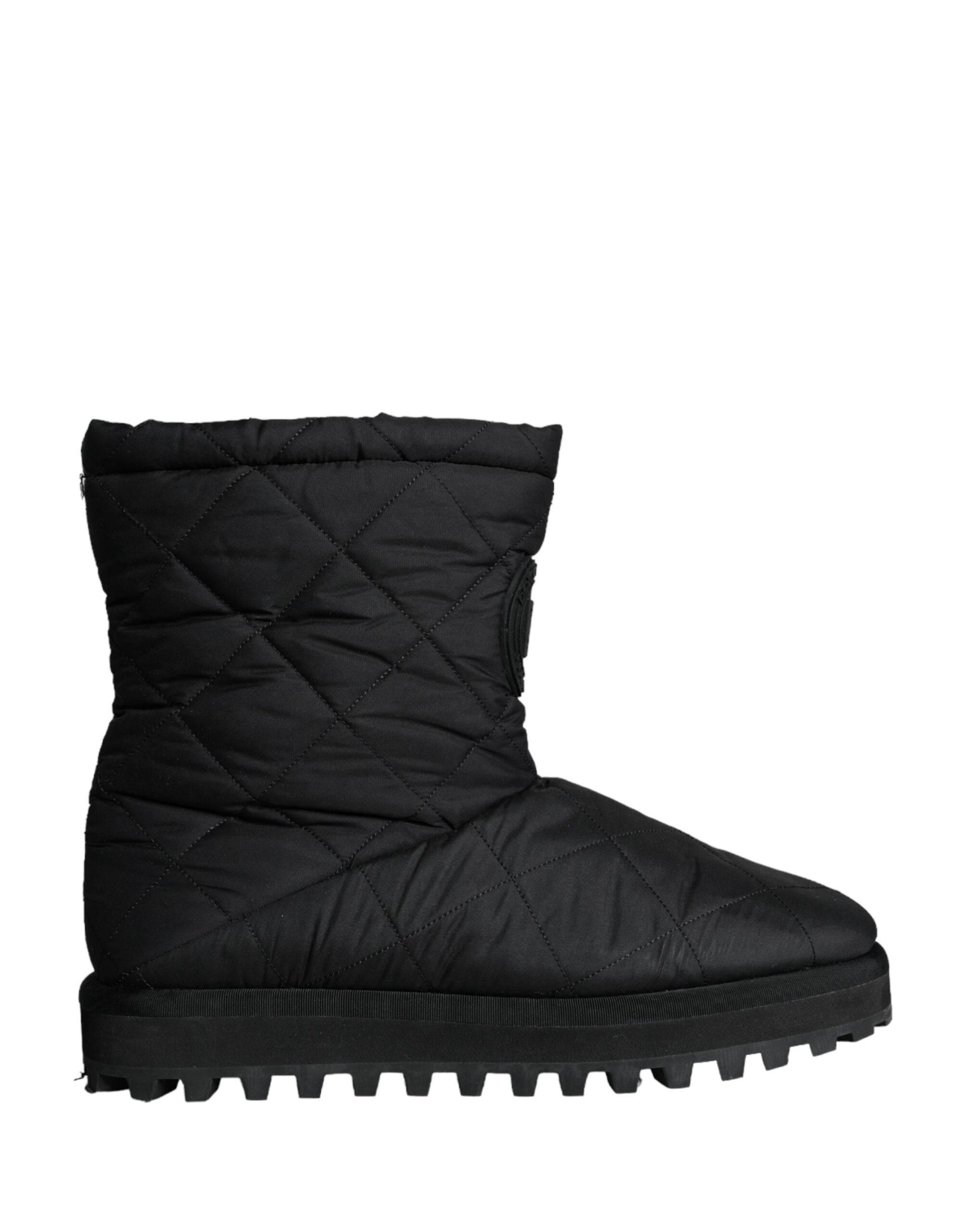 Dolce & Gabbana Black Nylon Padded Mid Calf Men Boots Shoes - Hilstor