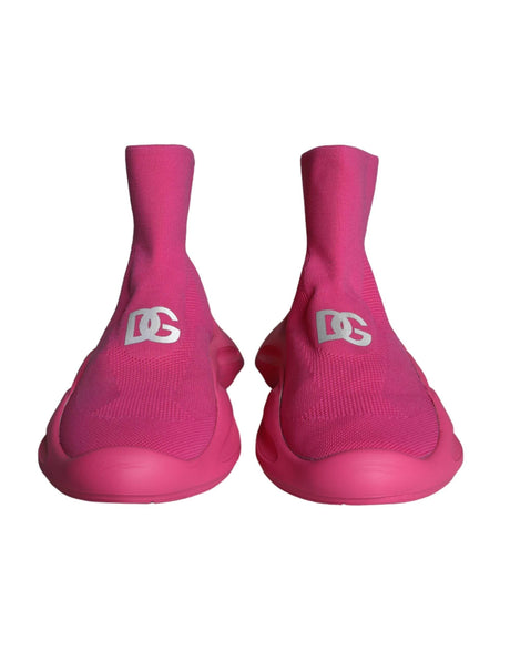 Dolce & Gabbana Pink Logo Print Slip On Socks Sneakers Shoes - Hilstor