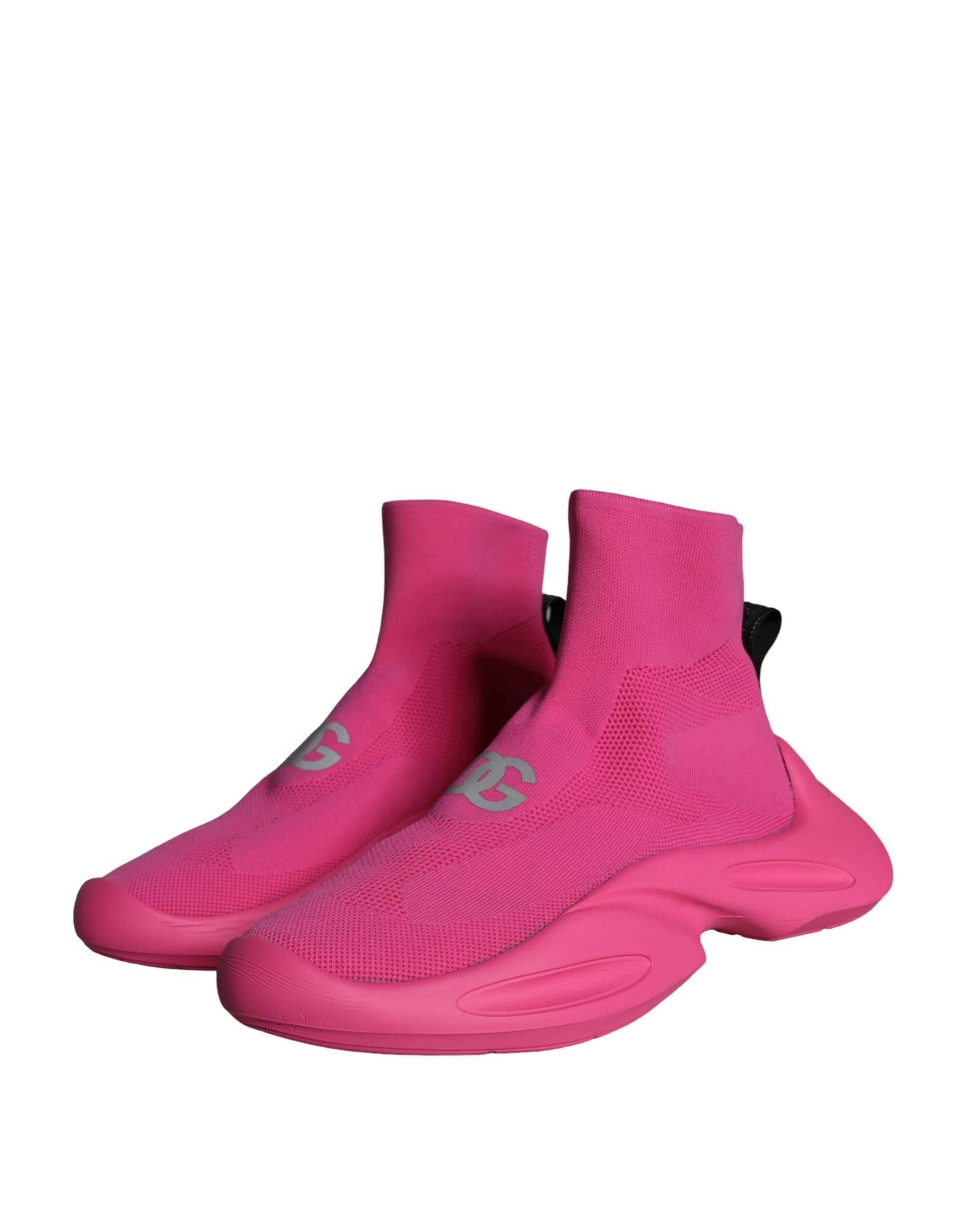 Dolce & Gabbana Pink Logo Print Slip On Socks Sneakers Shoes - Hilstor