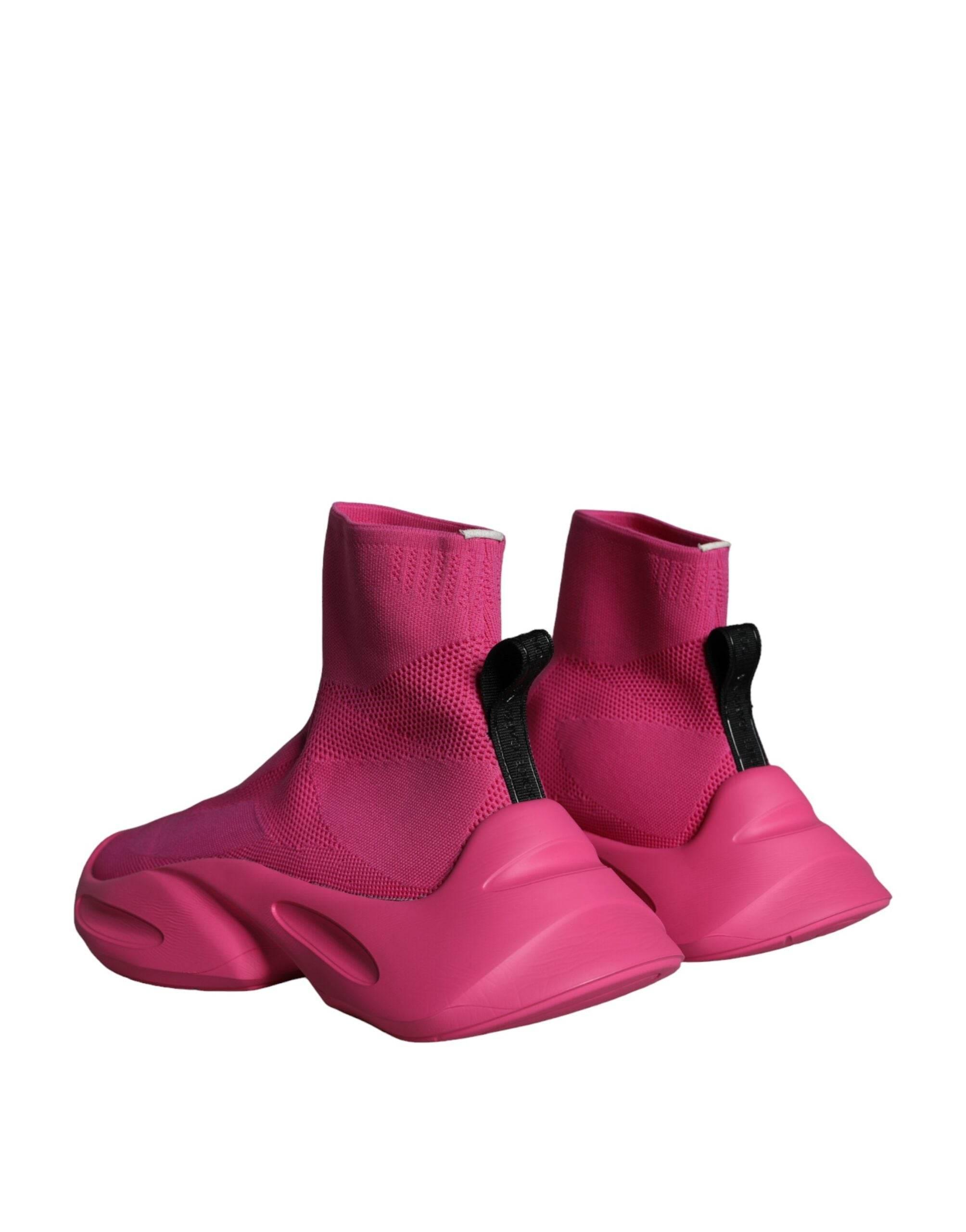 Dolce & Gabbana Pink Logo Print Slip On Socks Sneakers Shoes - Hilstor
