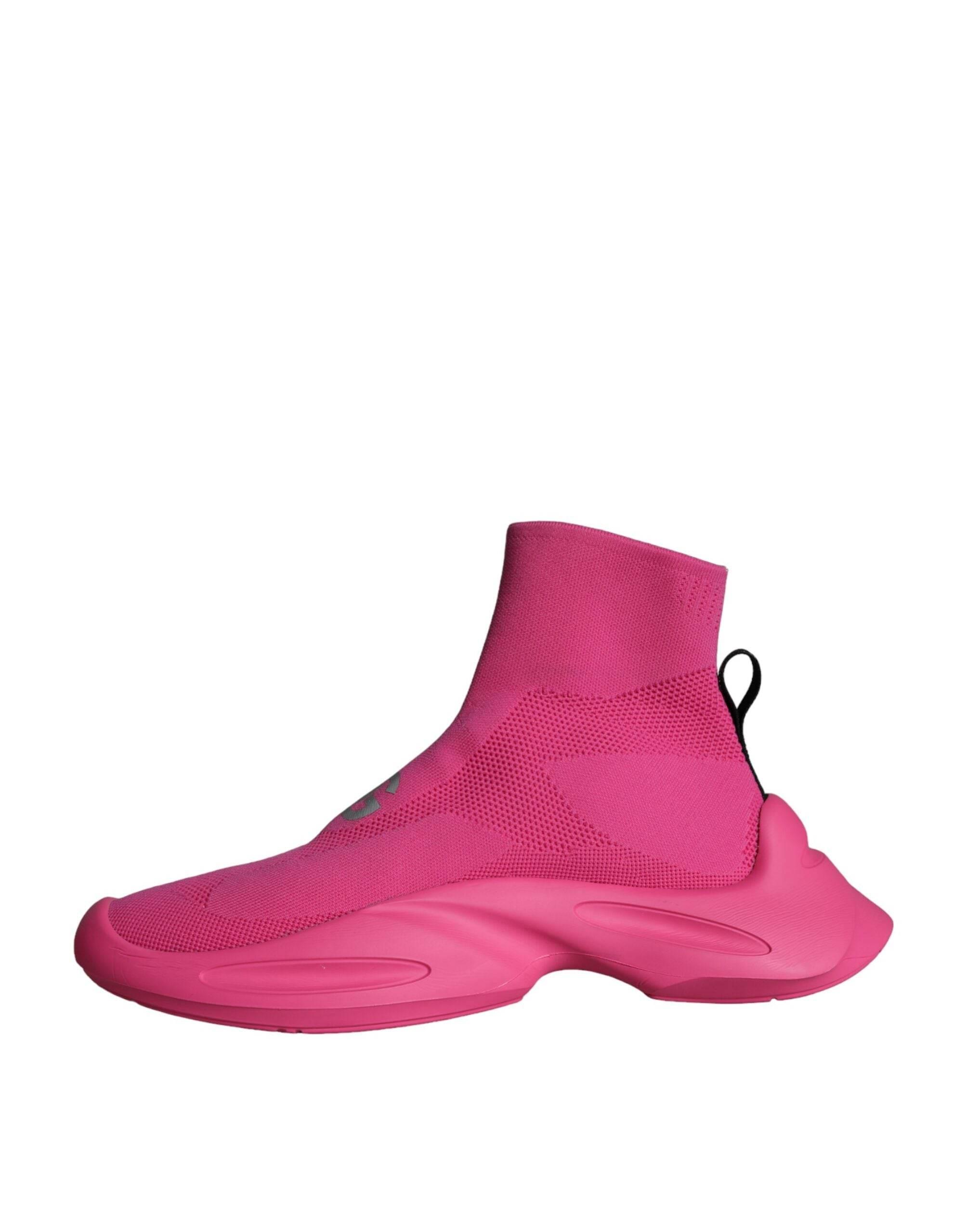 Dolce & Gabbana Pink Logo Print Slip On Socks Sneakers Shoes - Hilstor