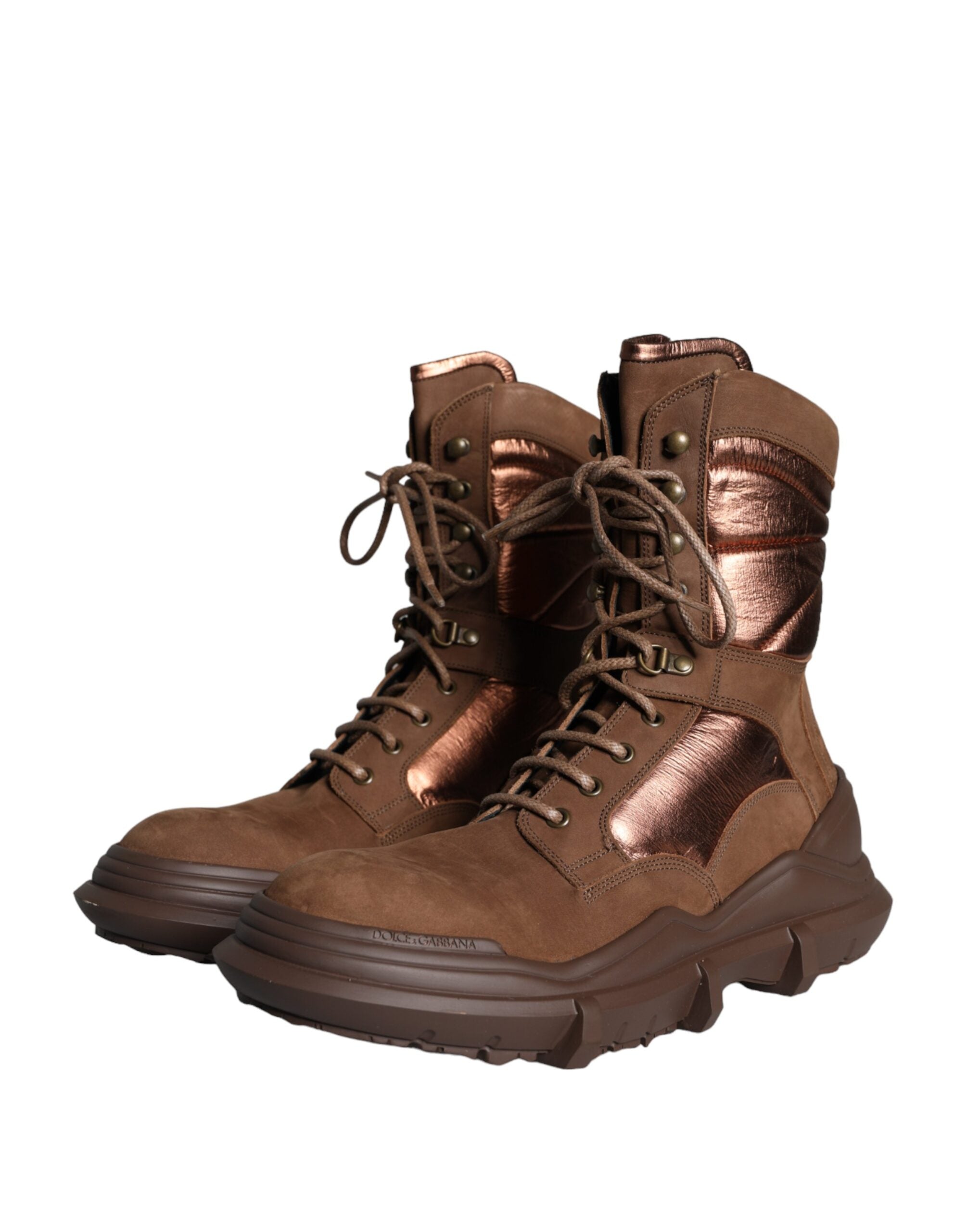 Dolce &amp; Gabbana Brune Ruskind Militær Kampstøvler Herresko