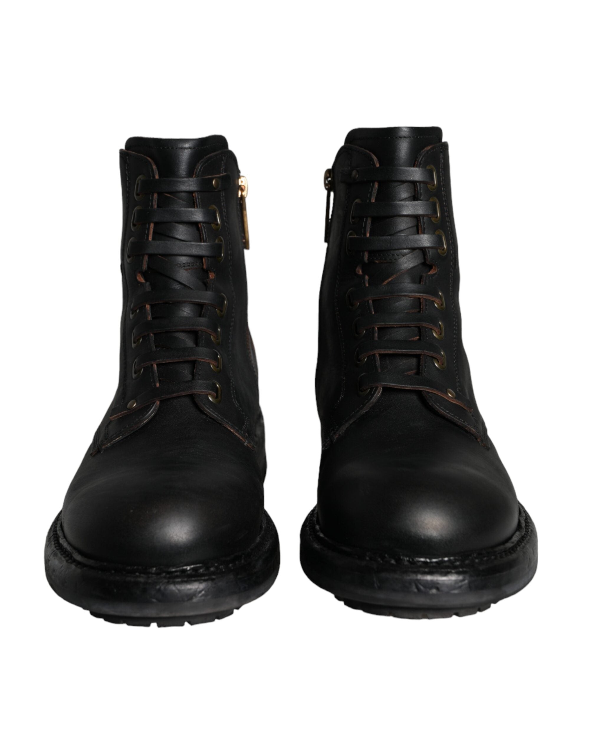 Dolce &amp; Gabbana Sorte Snøre Støvler Mid Calf Boots Herresko