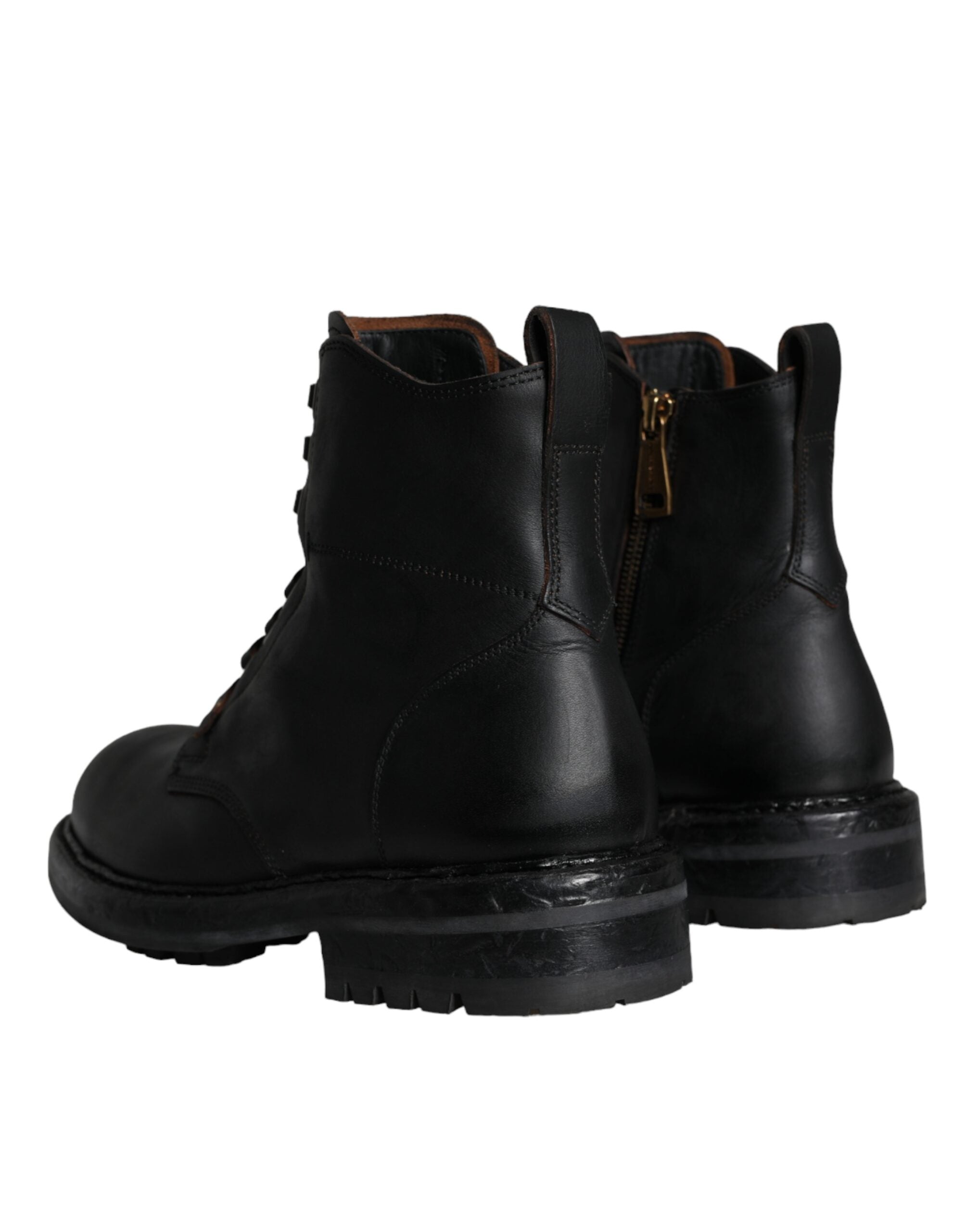 Dolce &amp; Gabbana Sorte Snøre Støvler Mid Calf Boots Herresko