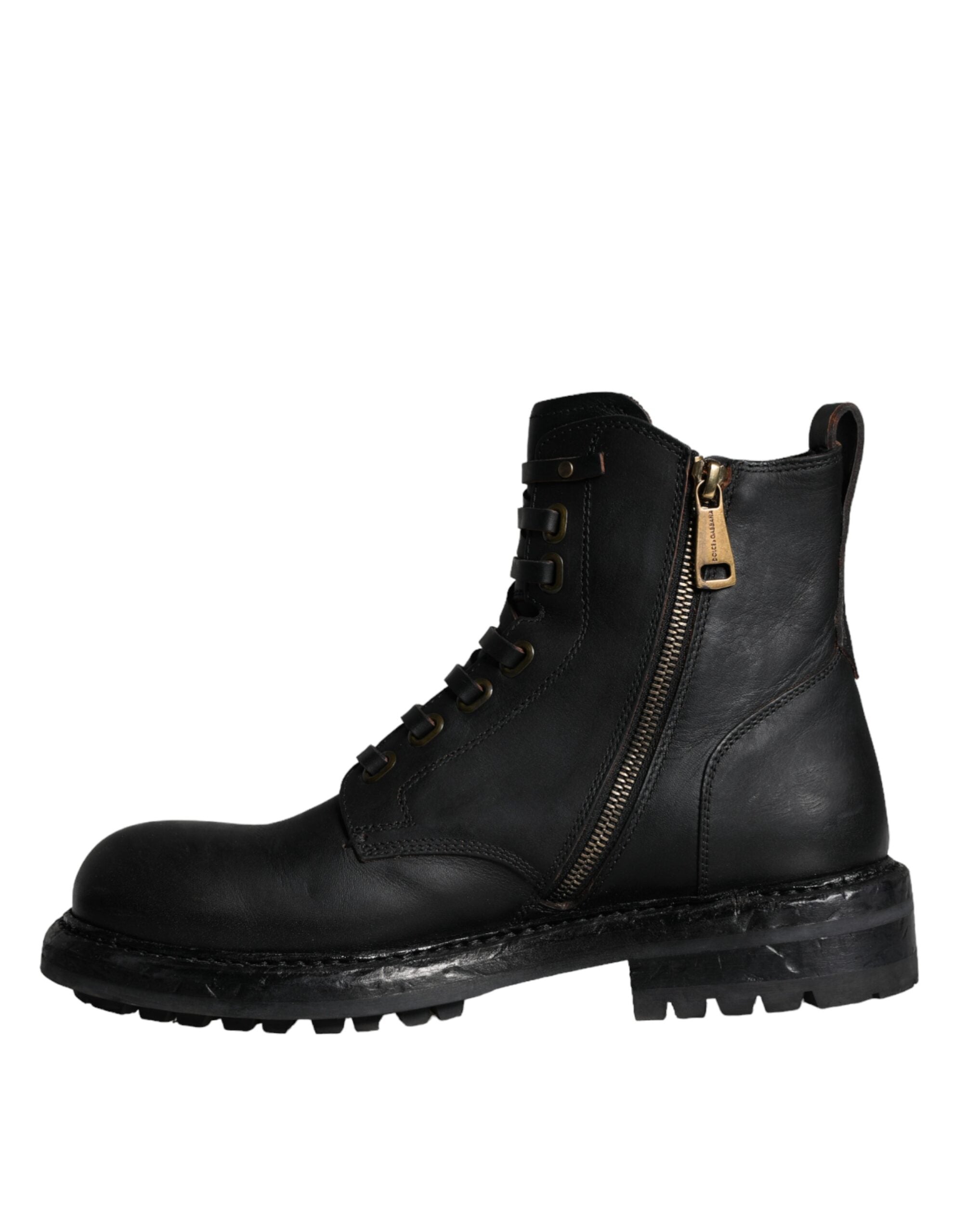Dolce &amp; Gabbana Sorte Snøre Støvler Mid Calf Boots Herresko