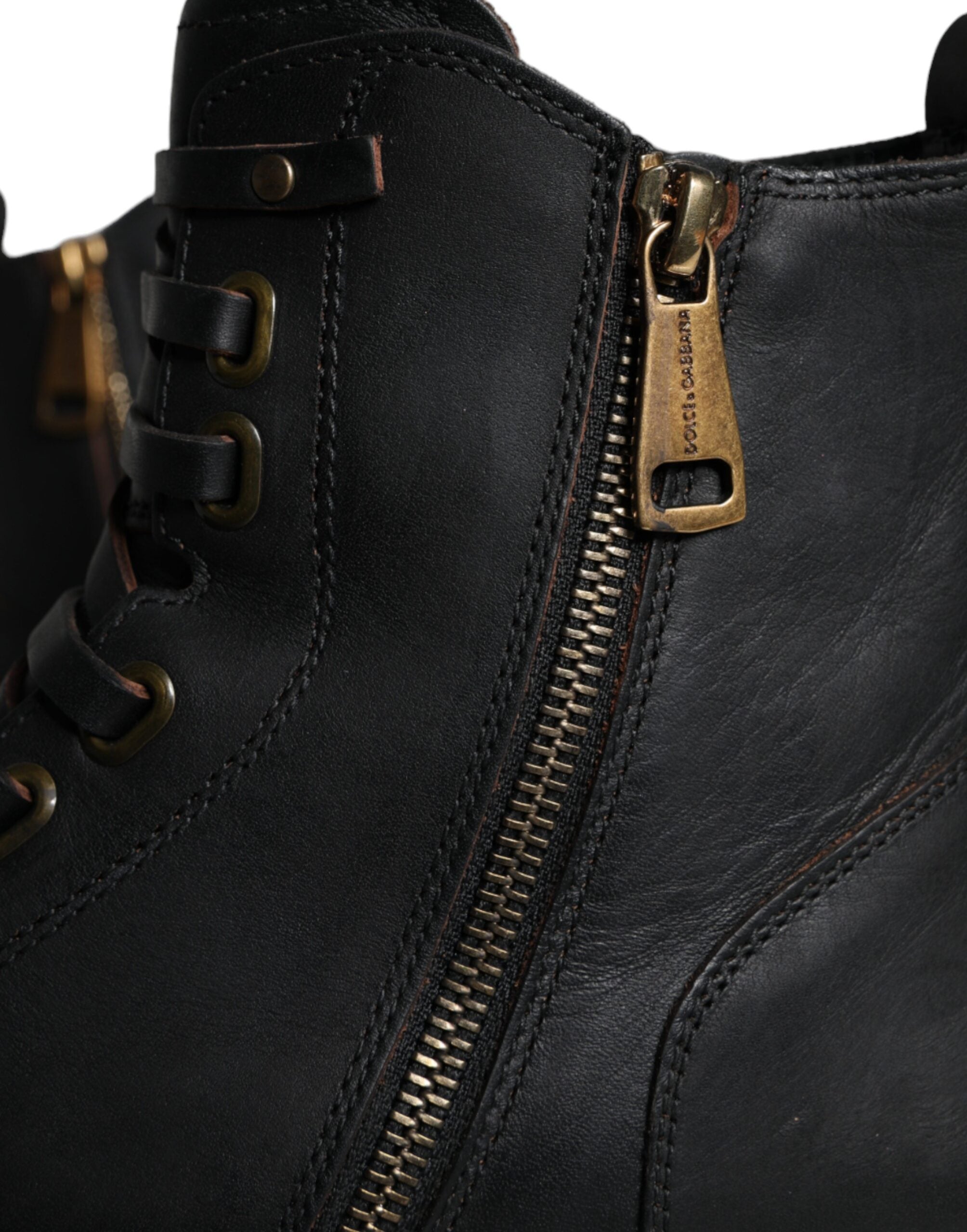 Dolce &amp; Gabbana Sorte Snøre Støvler Mid Calf Boots Herresko