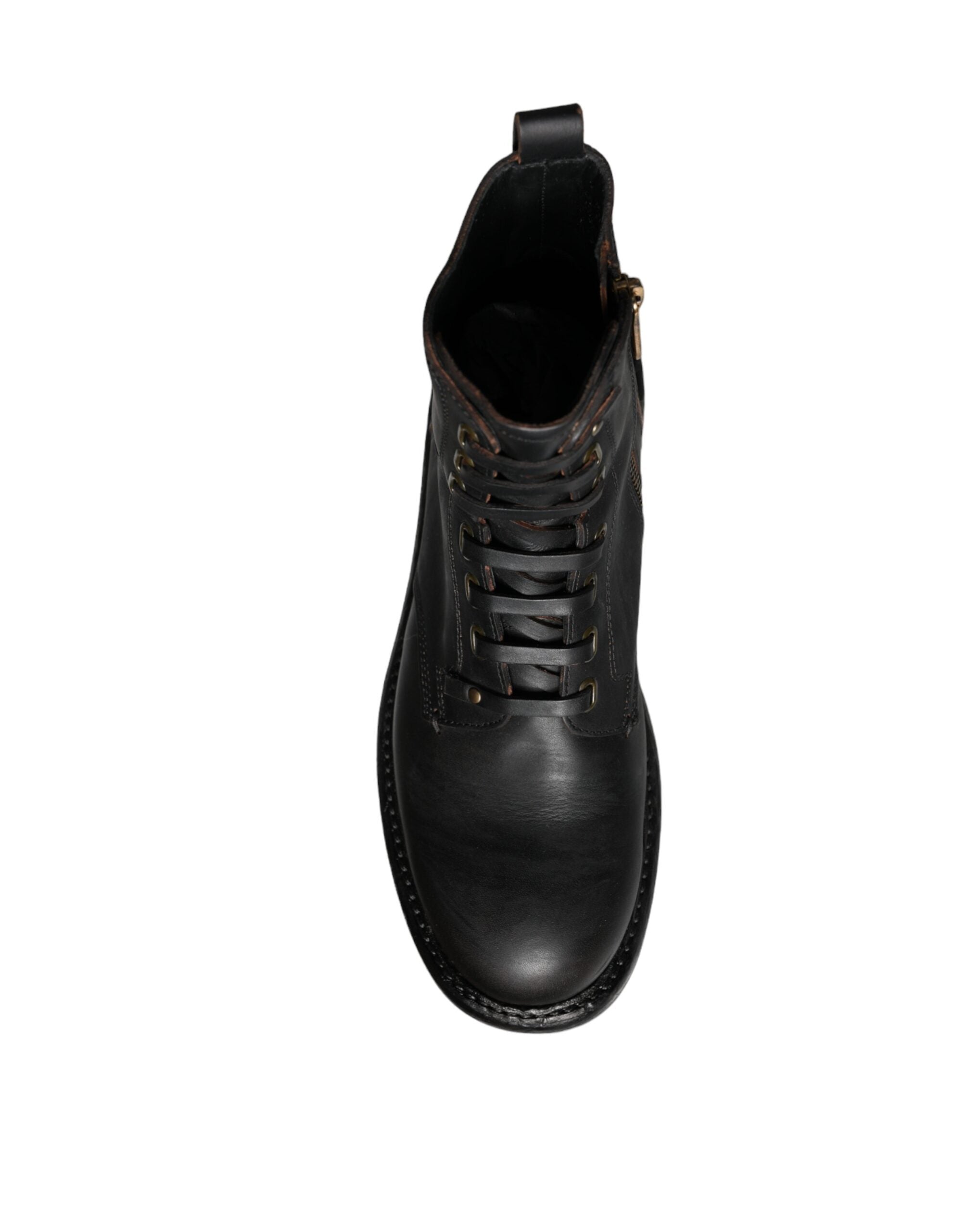 Dolce &amp; Gabbana Sorte Snøre Støvler Mid Calf Boots Herresko