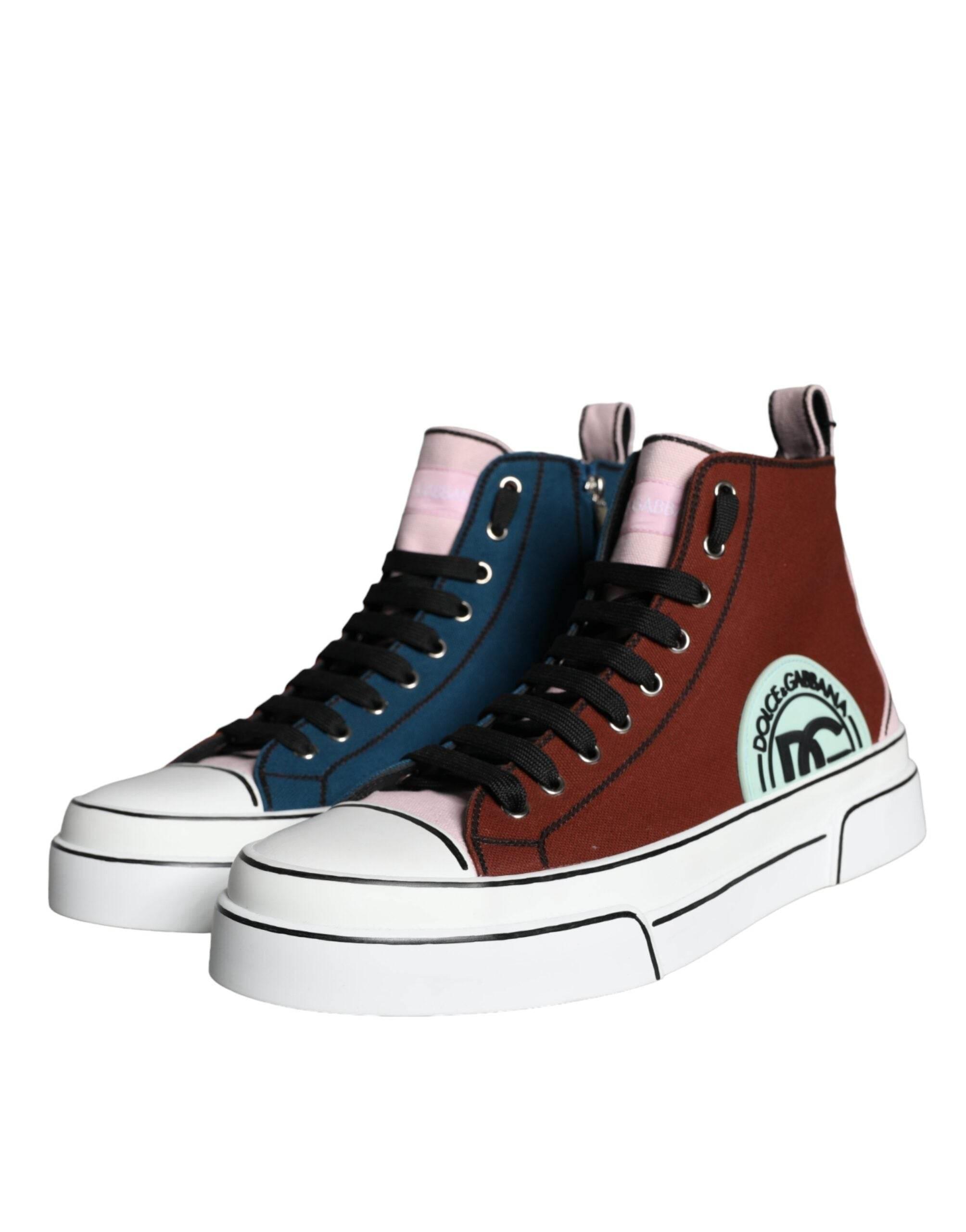 Dolce & Gabbana Multicolor Patchwork High Top Sneaker Shoes - Hilstor