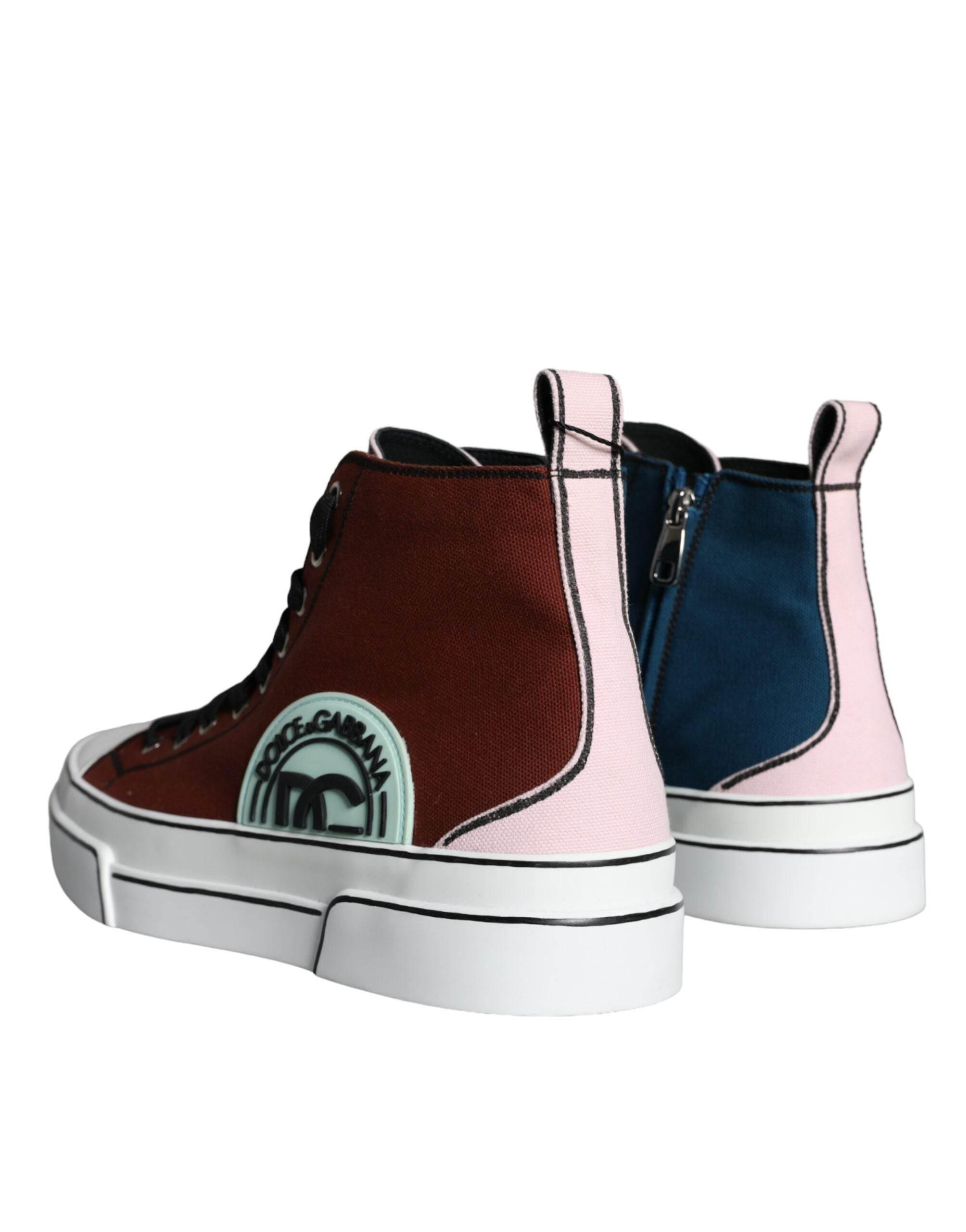 Dolce & Gabbana Multicolor Patchwork High Top Sneaker Shoes - Hilstor