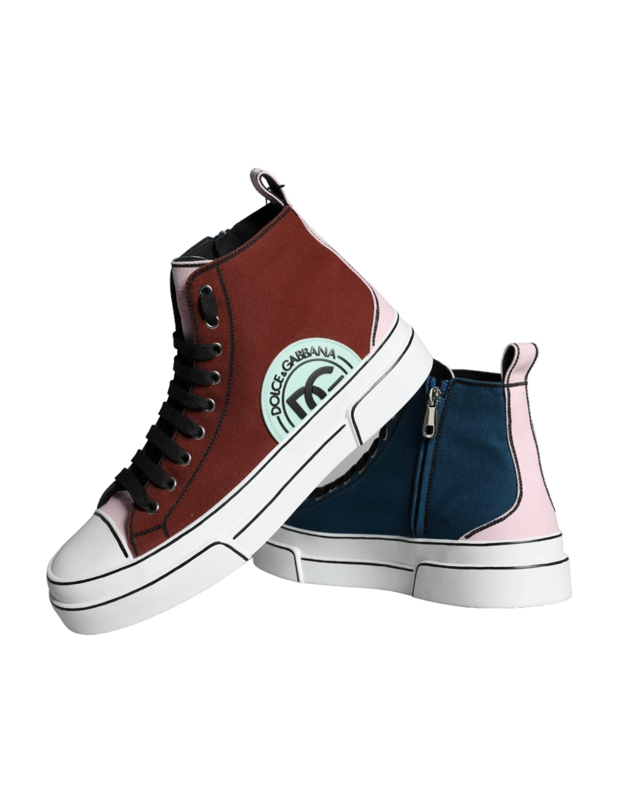 Dolce & Gabbana Multicolor Patchwork High Top Sneaker Shoes - Hilstor