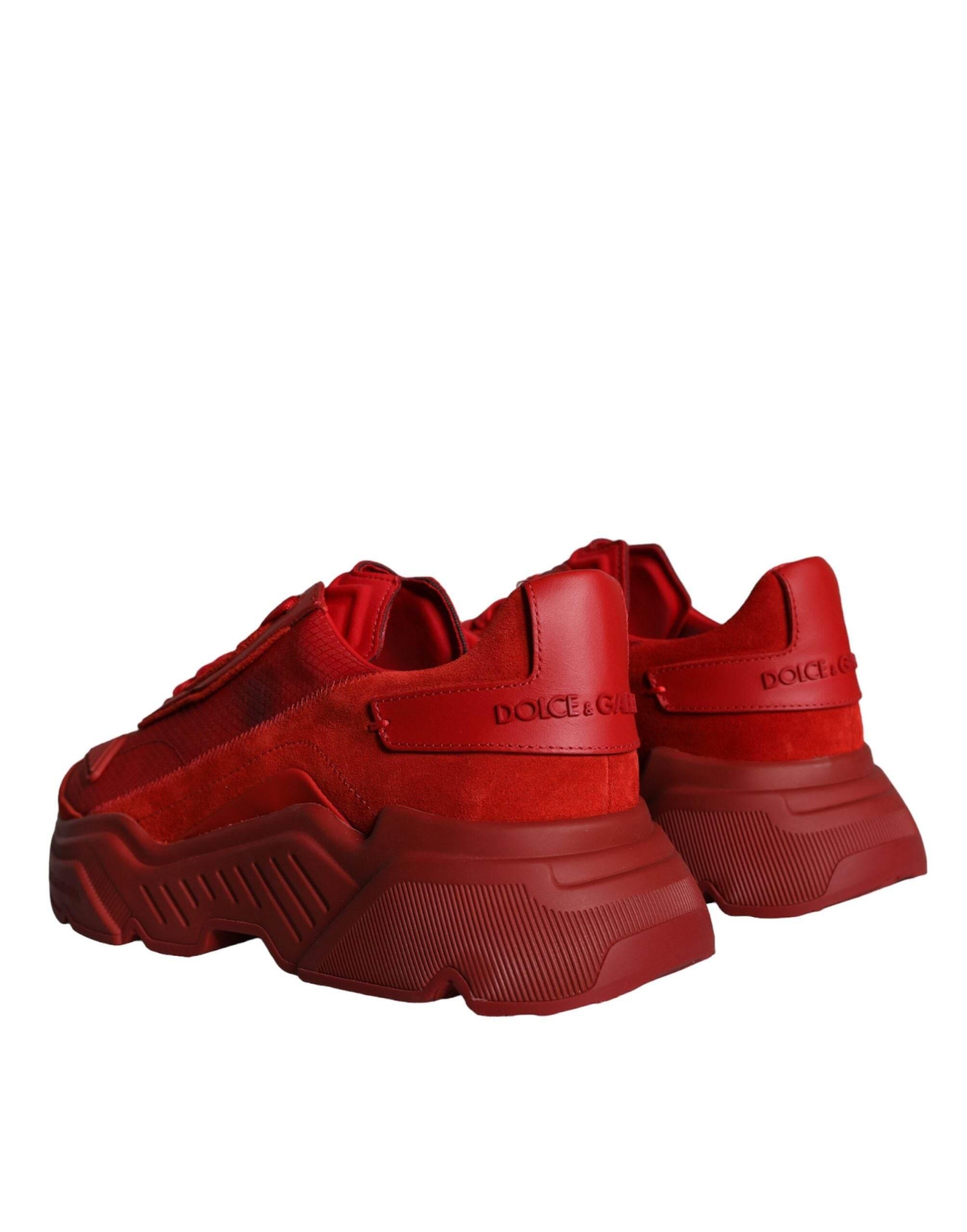 Dolce & Gabbana Red Leather Daymaster Low Top Sneakers Shoes - Hilstor