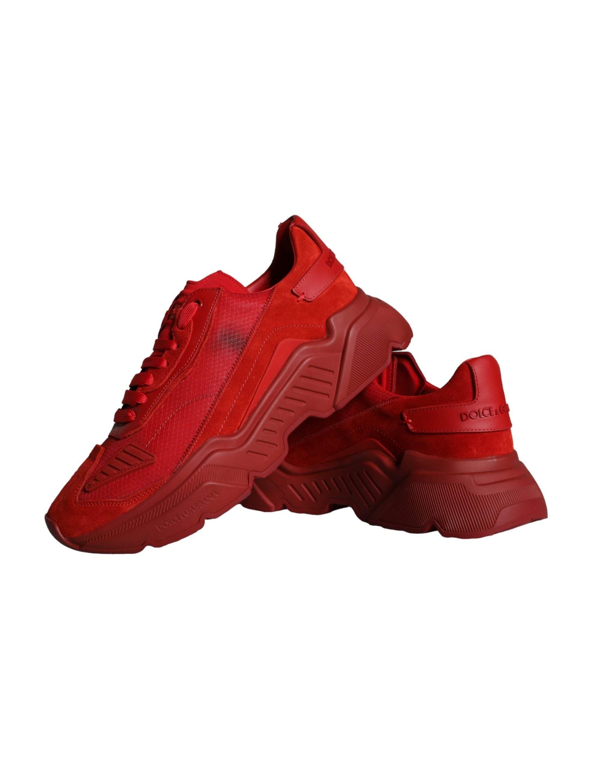 Dolce & Gabbana Red Leather Daymaster Low Top Sneakers Shoes - Hilstor