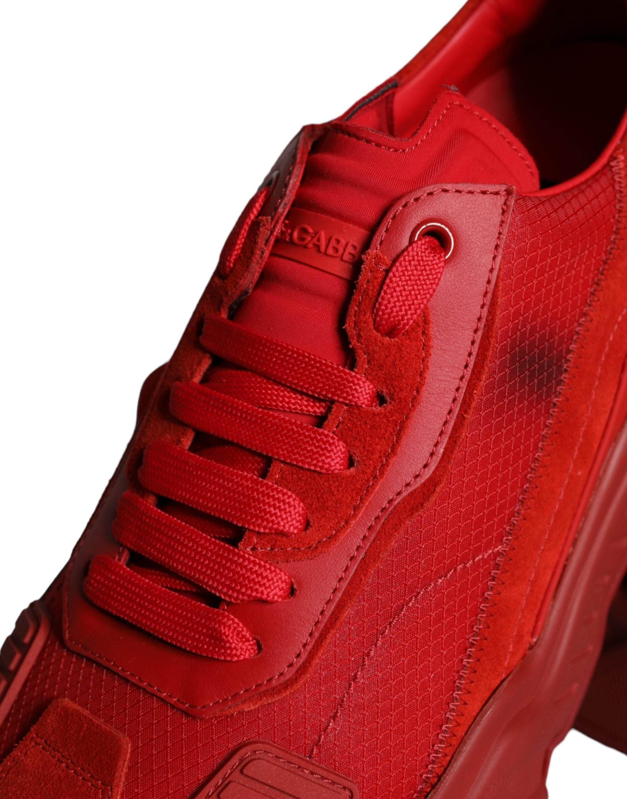 Dolce & Gabbana Red Leather Daymaster Low Top Sneakers Shoes - Hilstor