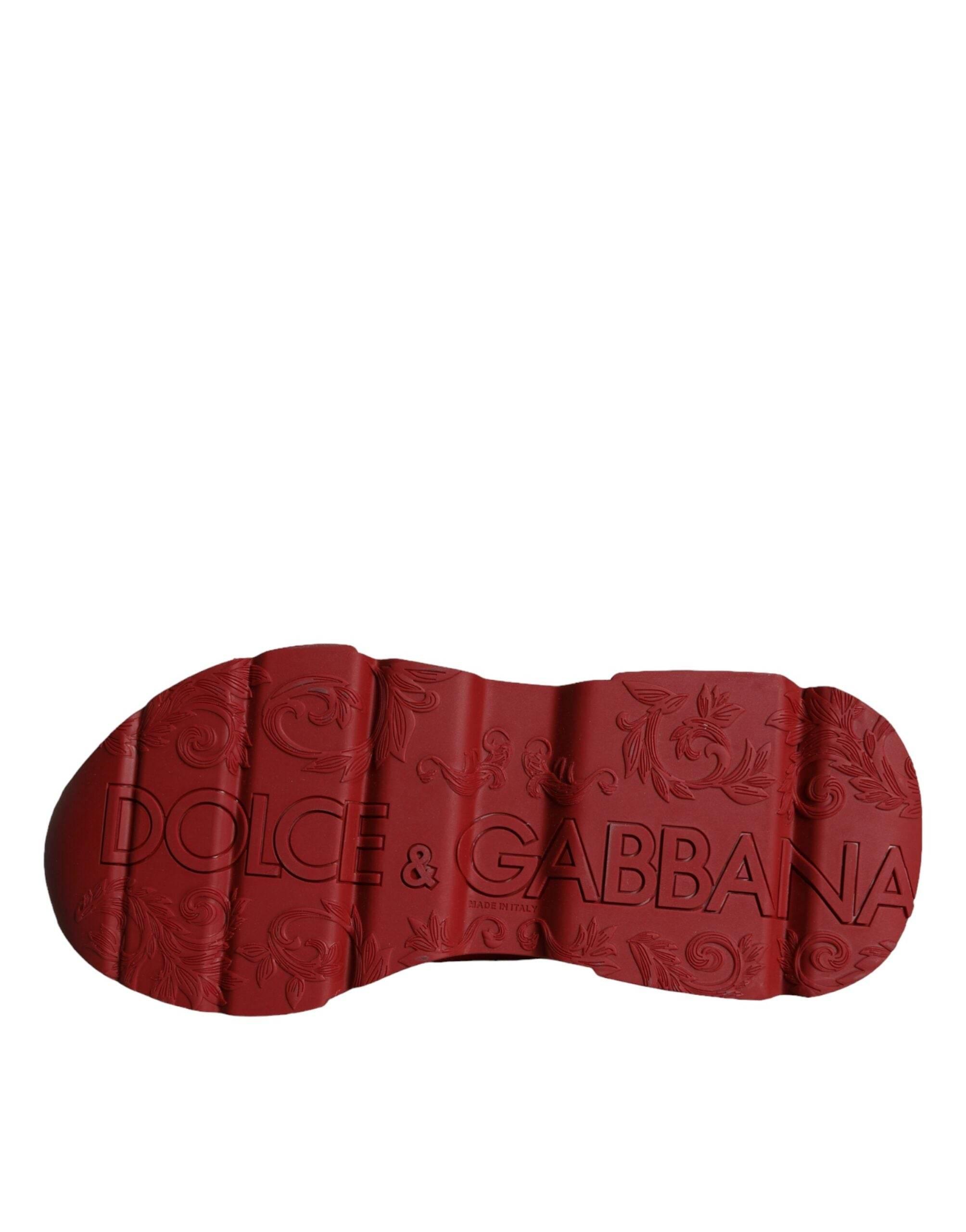 Dolce & Gabbana Red Leather Daymaster Low Top Sneakers Shoes - Hilstor