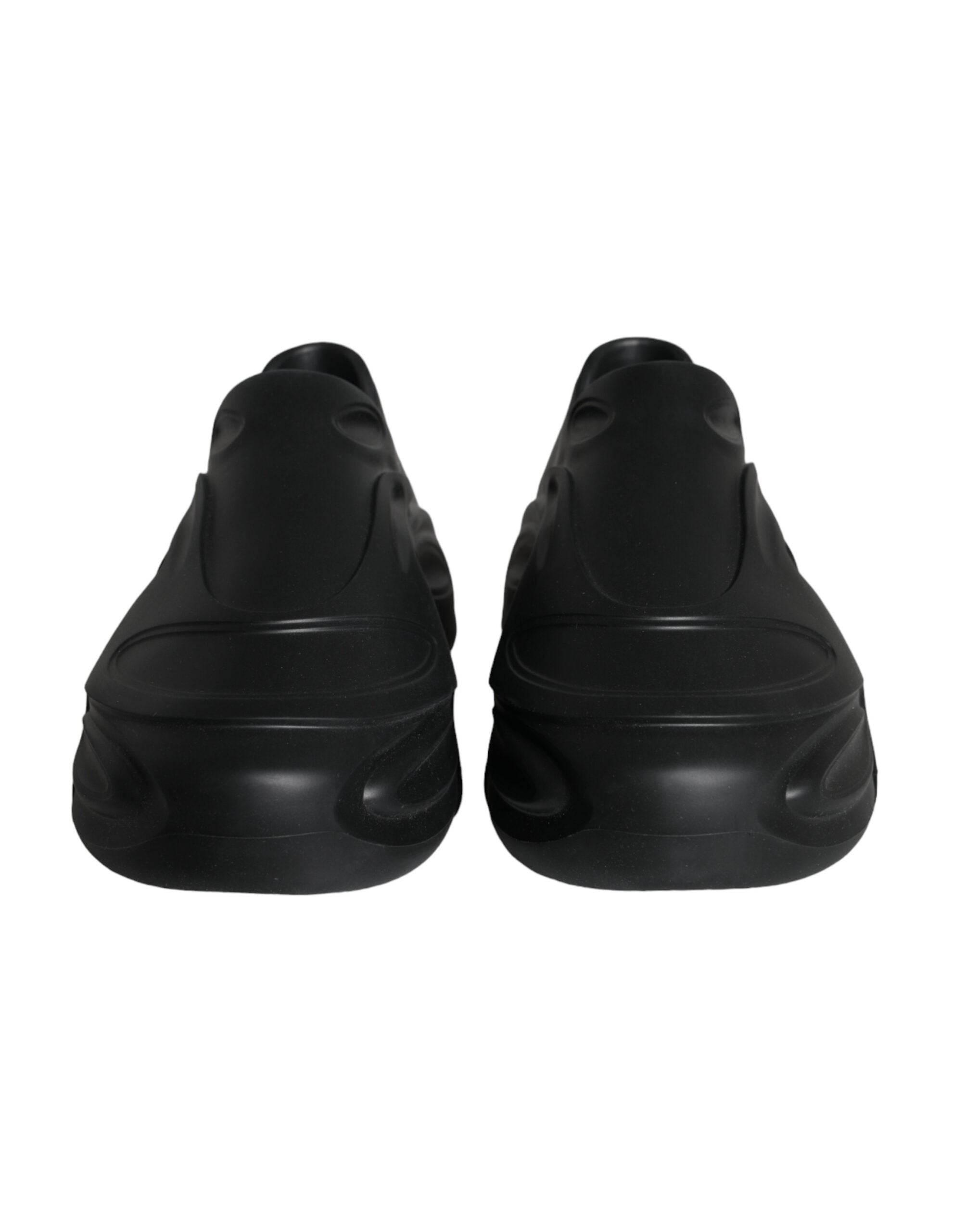 Dolce & Gabbana Black Foiled Rubber Toy Low Top Sneakers Shoes - Hilstor