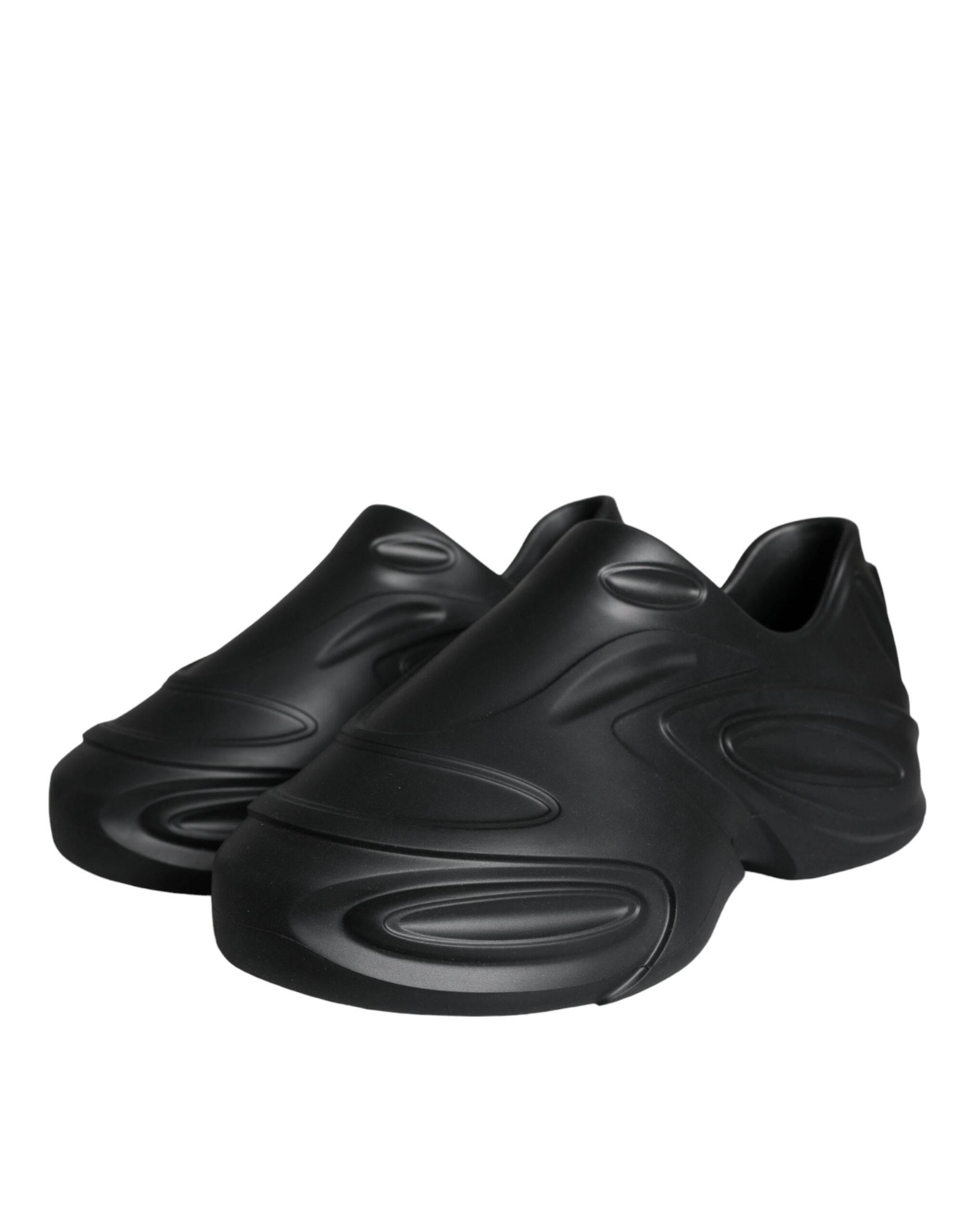 Dolce & Gabbana Black Foiled Rubber Toy Low Top Sneakers Shoes - Hilstor