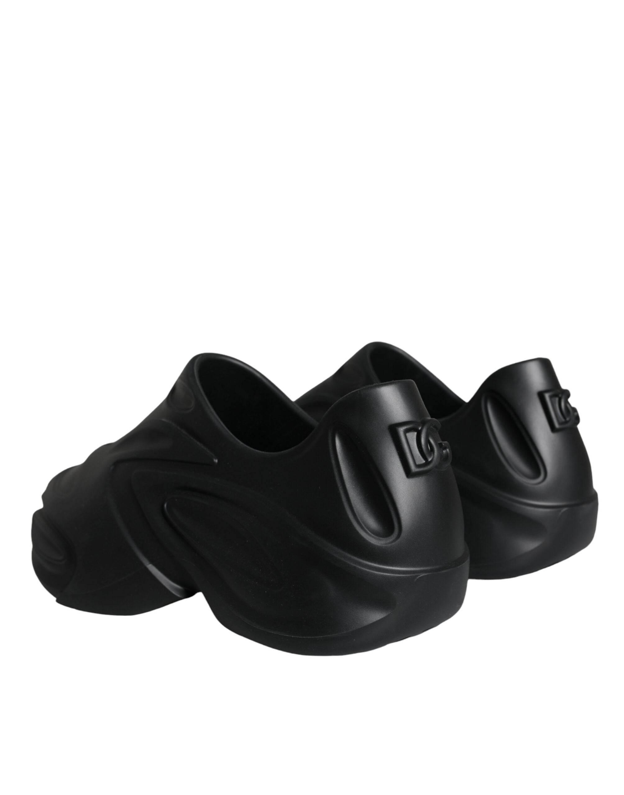 Dolce & Gabbana Black Foiled Rubber Toy Low Top Sneakers Shoes - Hilstor