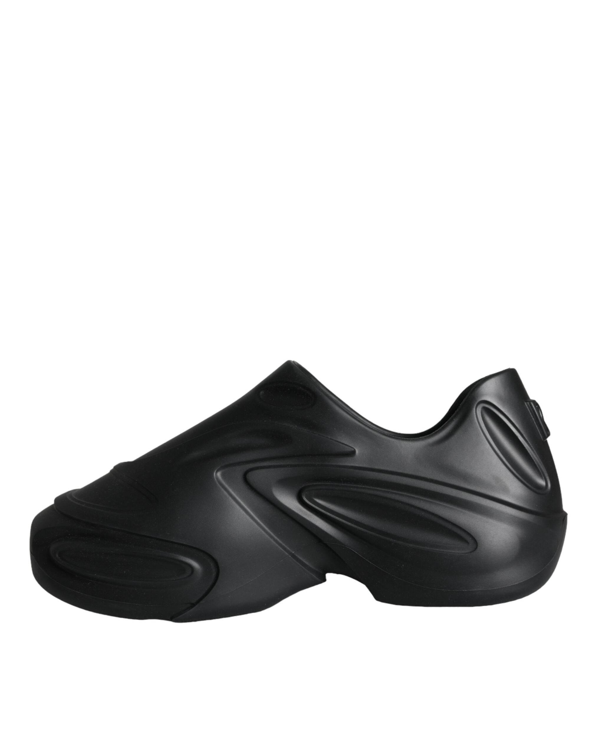 Dolce & Gabbana Black Foiled Rubber Toy Low Top Sneakers Shoes - Hilstor