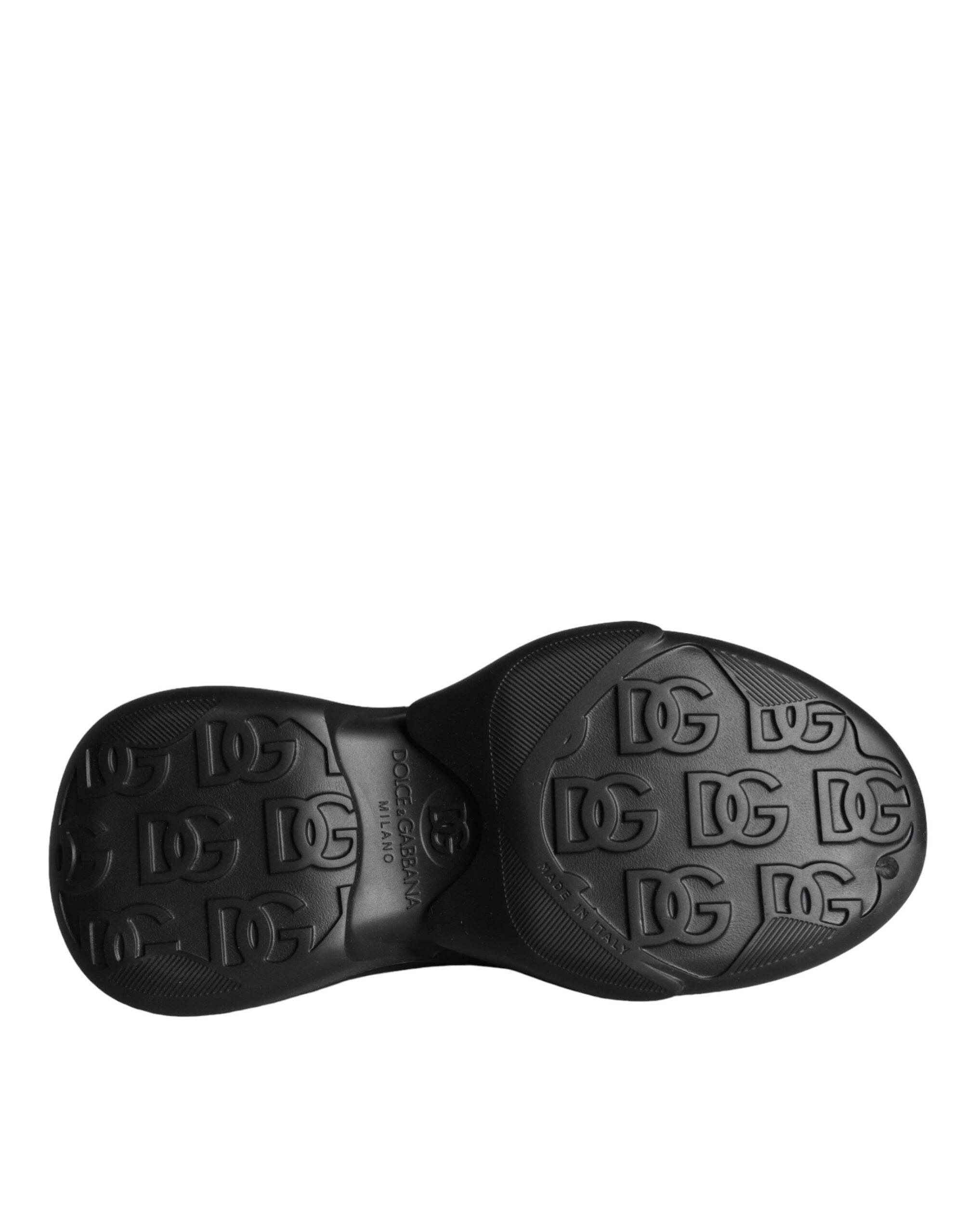 Dolce & Gabbana Black Foiled Rubber Toy Low Top Sneakers Shoes - Hilstor