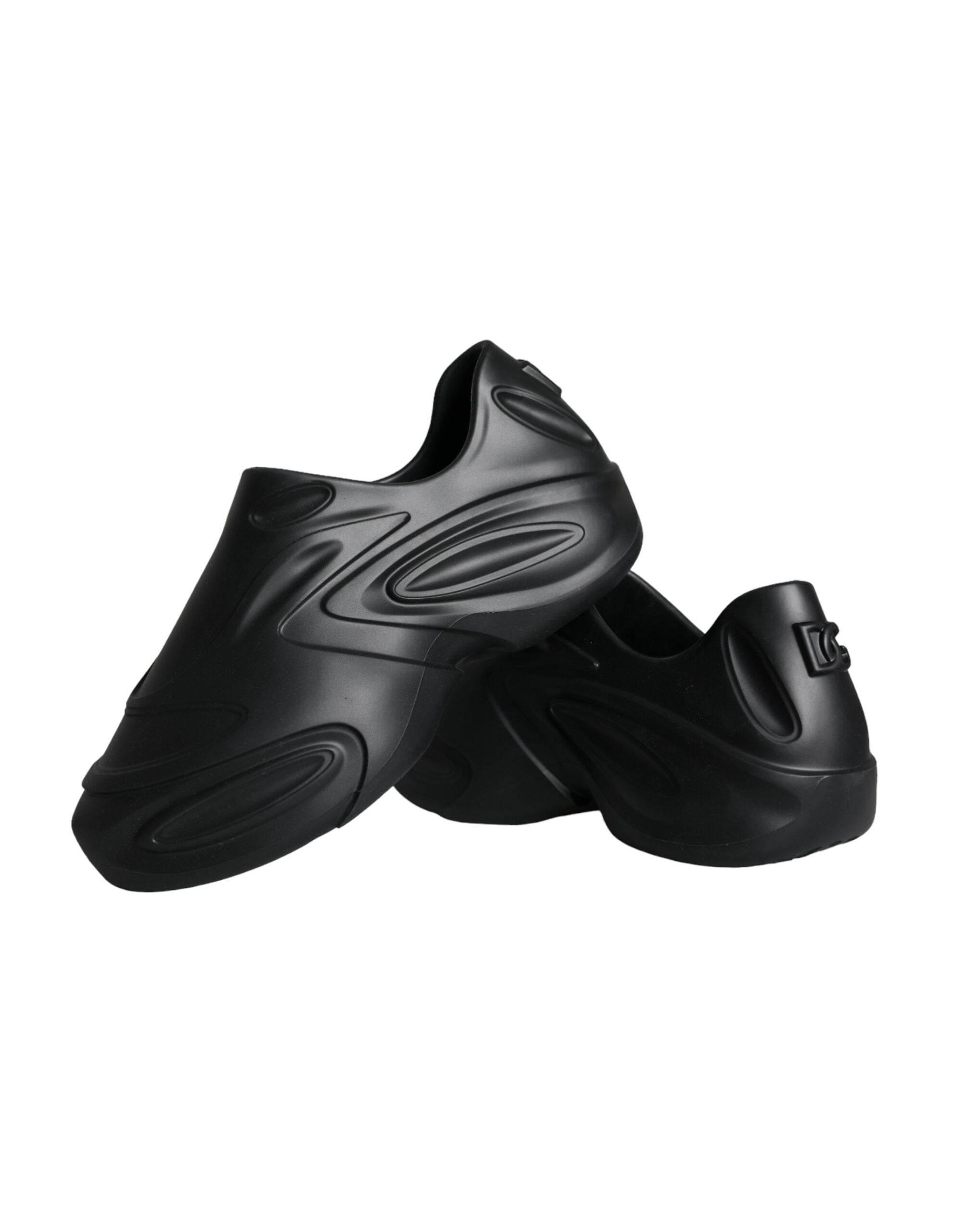 Dolce & Gabbana Black Foiled Rubber Toy Low Top Sneakers Shoes - Hilstor