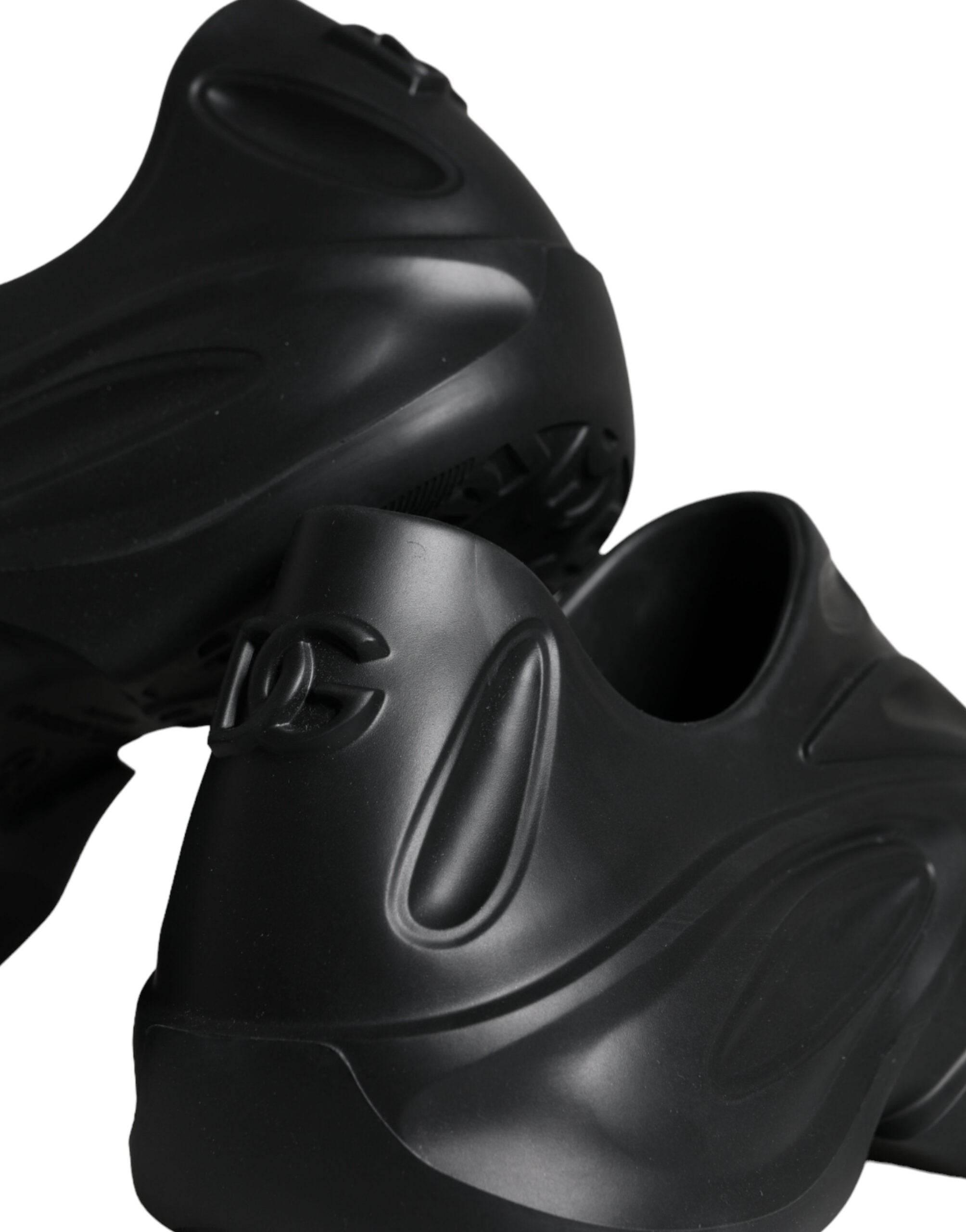 Dolce & Gabbana Black Foiled Rubber Toy Low Top Sneakers Shoes - Hilstor
