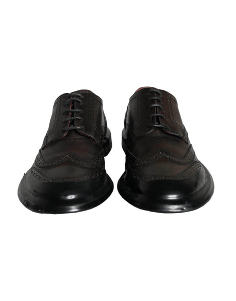 Dolce & Gabbana Black Leather Oxford Wingtip Formal Men Shoes - Hilstor