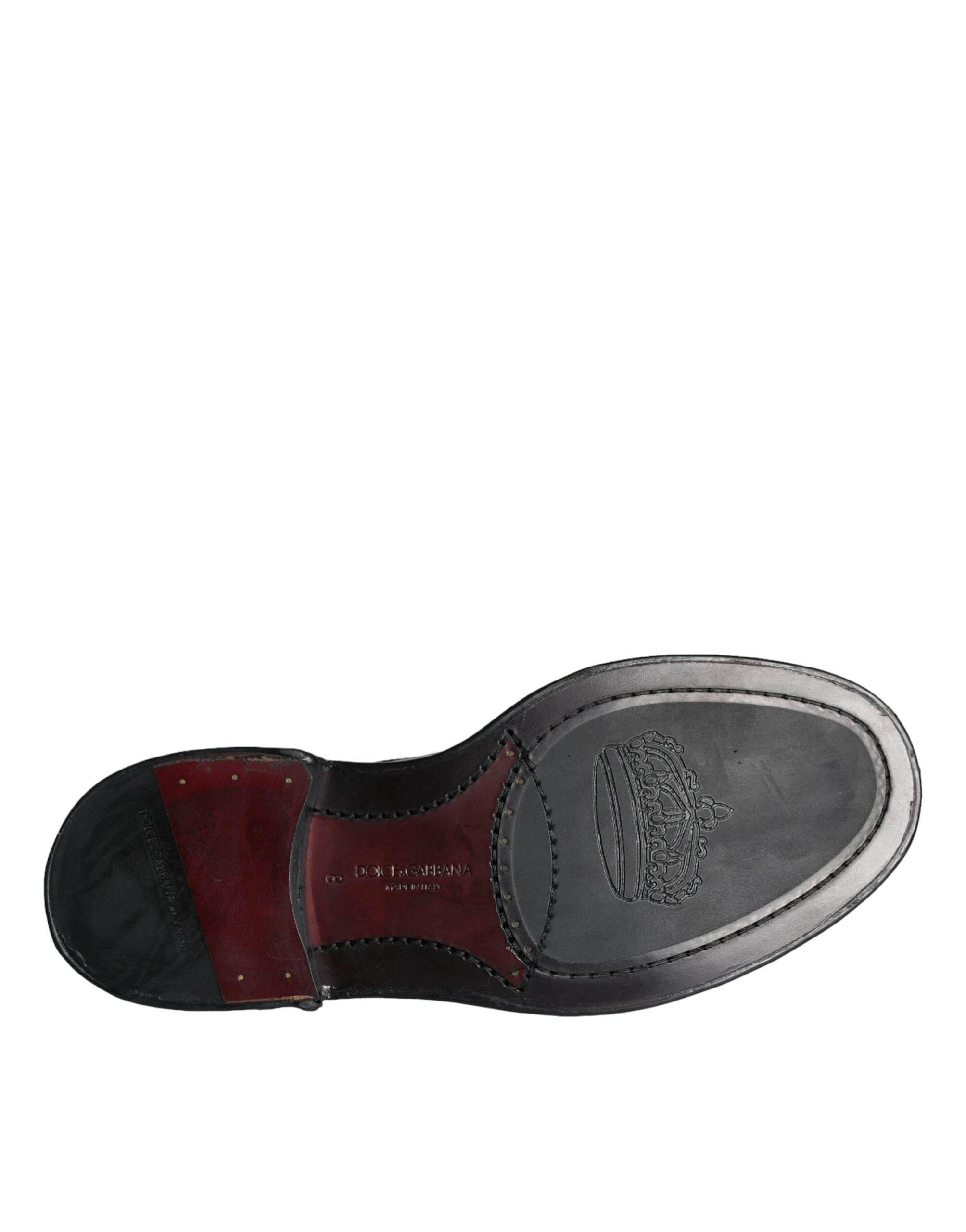 Dolce & Gabbana Black Leather Oxford Wingtip Formal Men Shoes - Hilstor