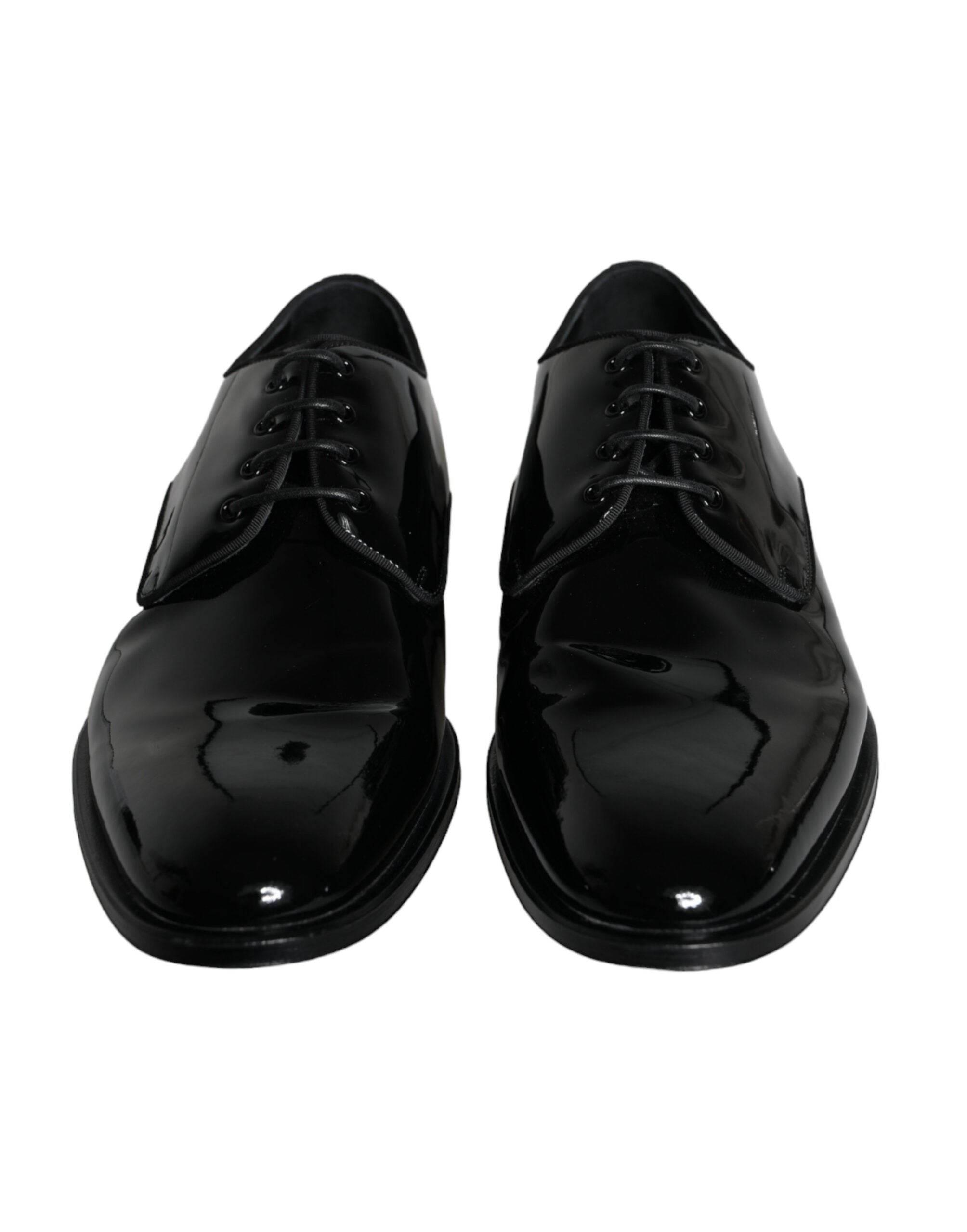 Dolce & Gabbana Black Calfskin Leather Derby Men Dress Shoes - Hilstor