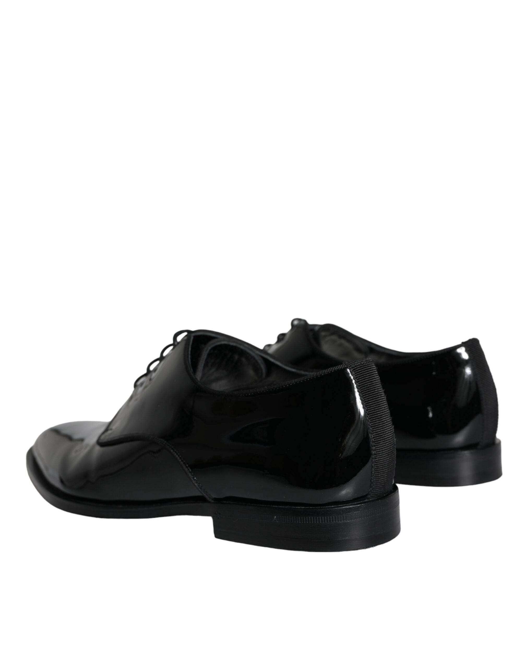 Dolce & Gabbana Black Calfskin Leather Derby Men Dress Shoes - Hilstor