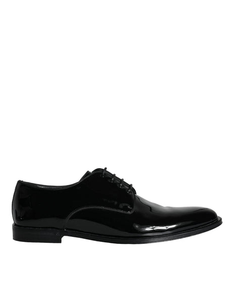 Dolce & Gabbana Black Calfskin Leather Derby Men Dress Shoes - Hilstor