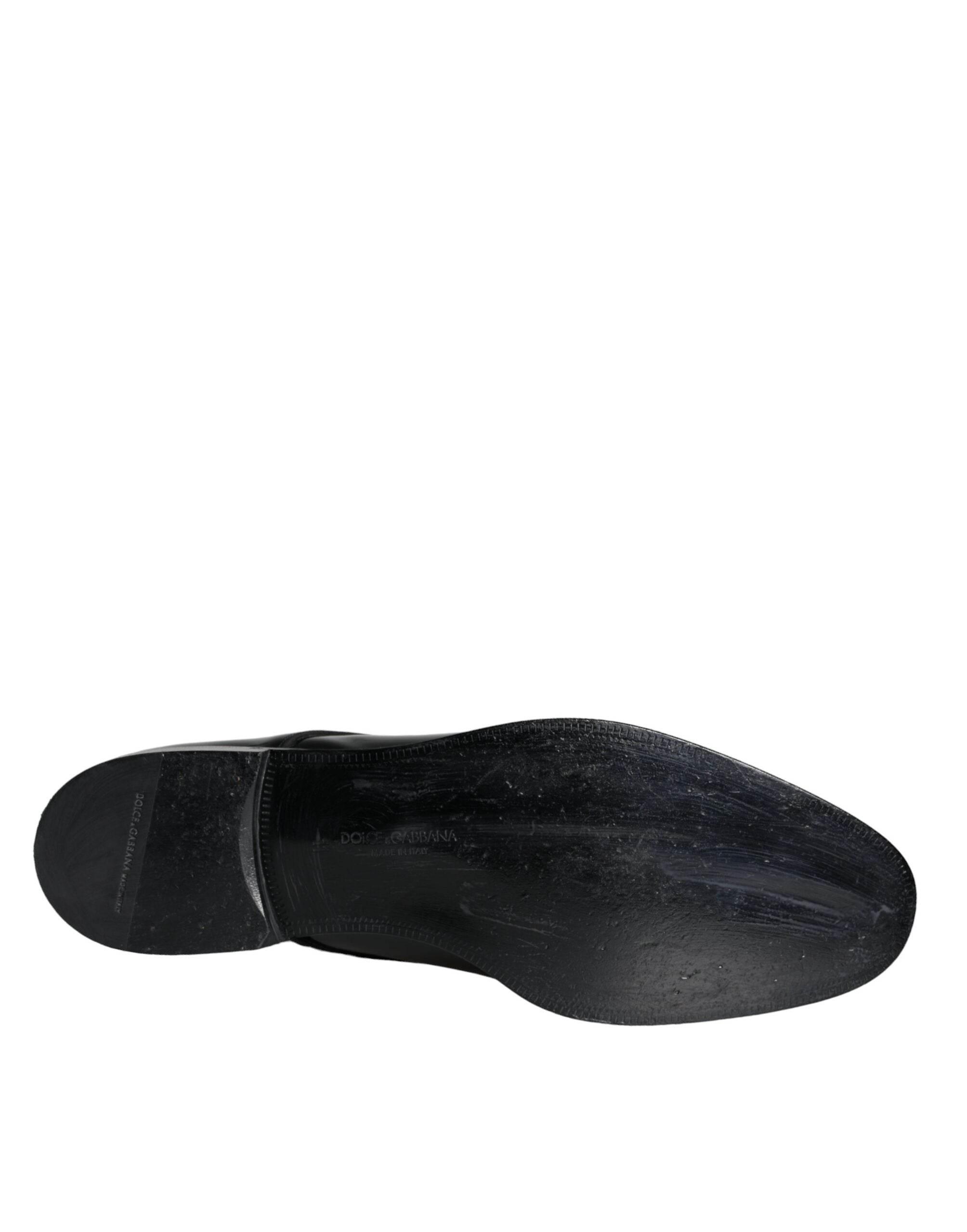 Dolce & Gabbana Black Calfskin Leather Derby Men Dress Shoes - Hilstor