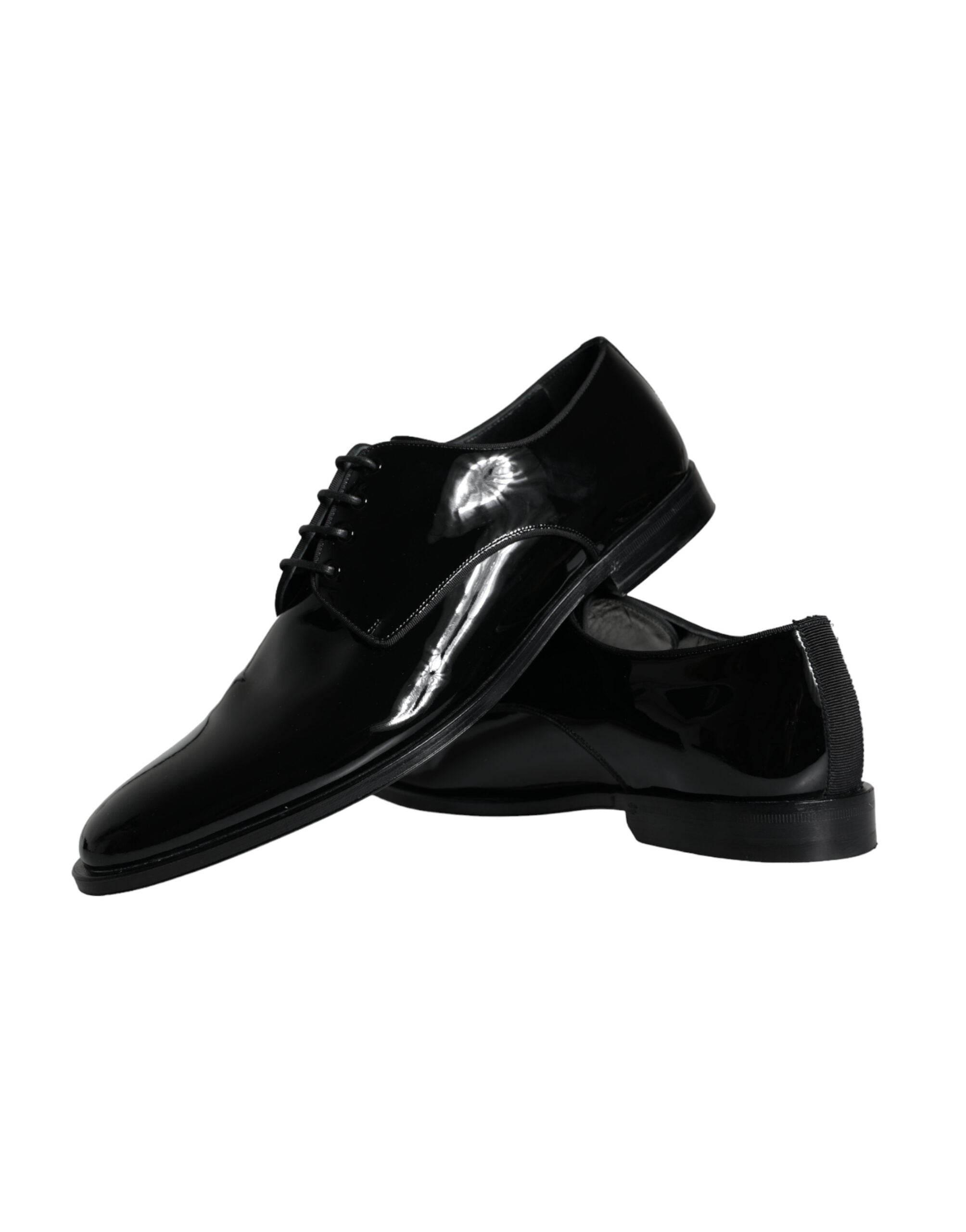 Dolce & Gabbana Black Calfskin Leather Derby Men Dress Shoes - Hilstor