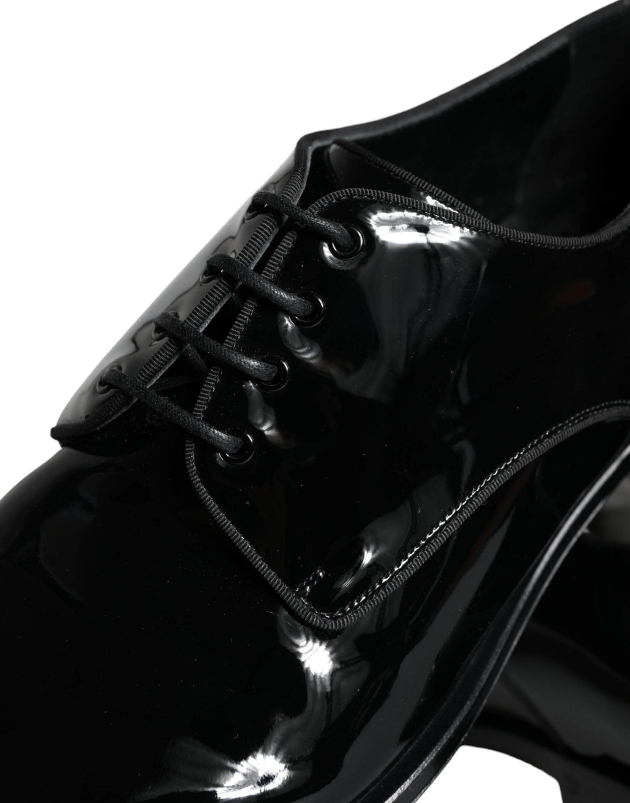 Dolce & Gabbana Black Calfskin Leather Derby Men Dress Shoes - Hilstor