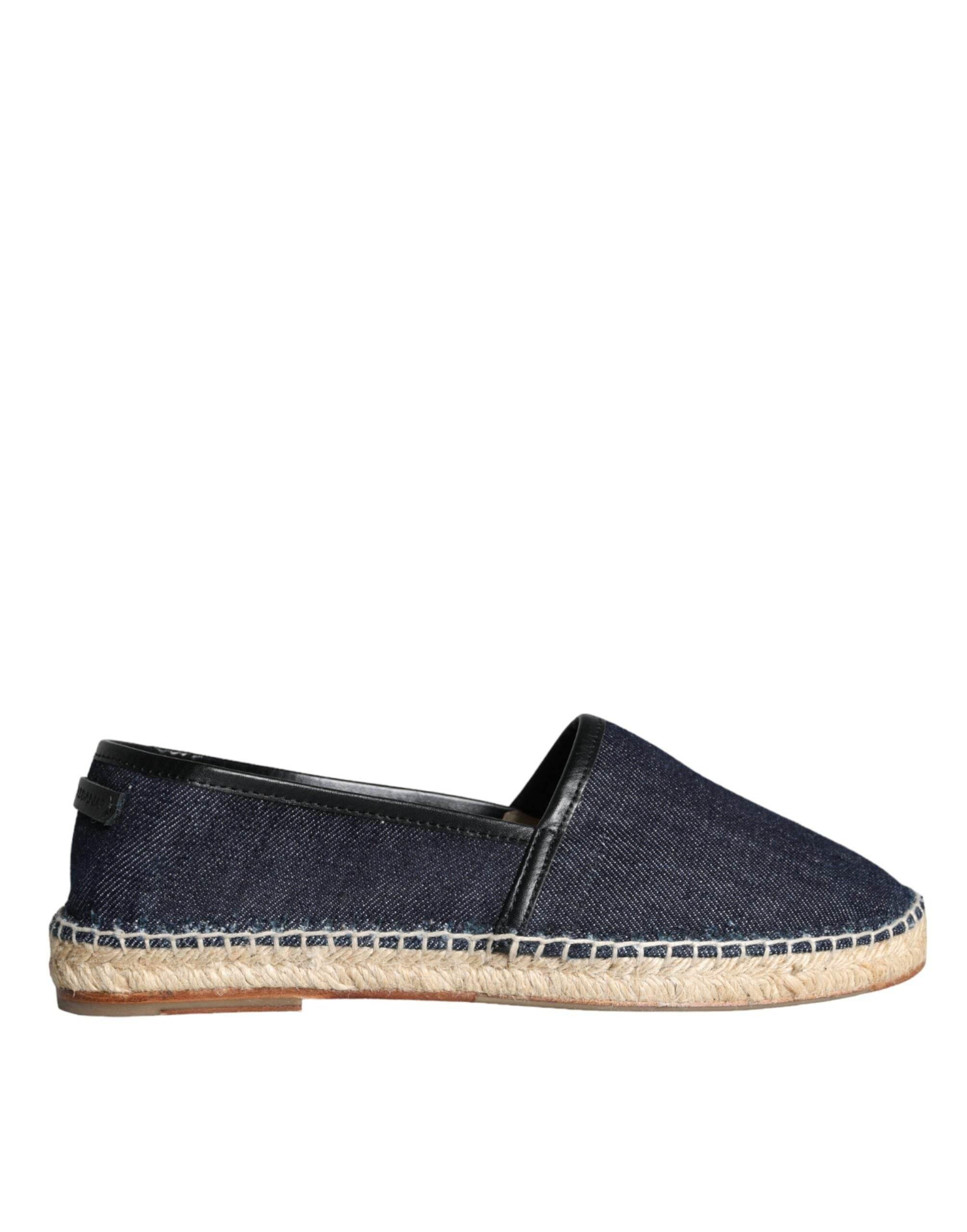 Dolce & Gabbana Blue Denim Cotton Leather Espadrilles Shoes - Hilstor