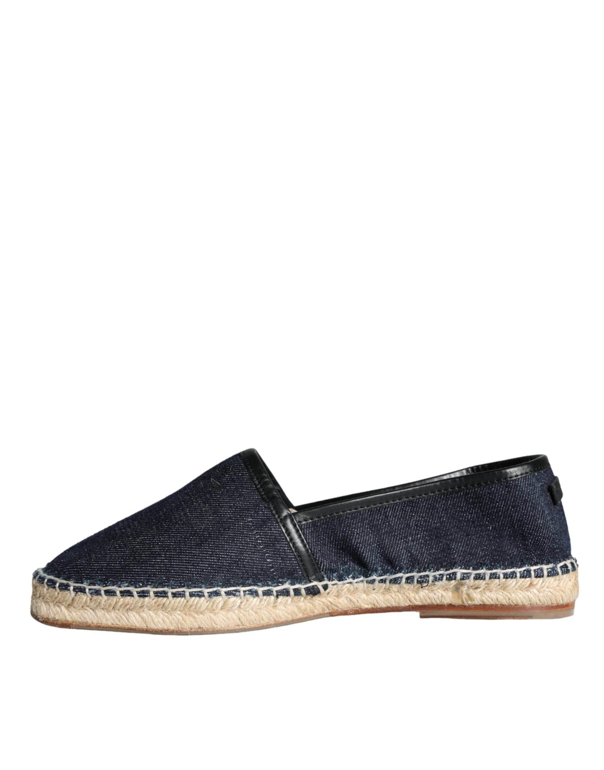 Dolce & Gabbana Blue Denim Cotton Leather Espadrilles Shoes - Hilstor