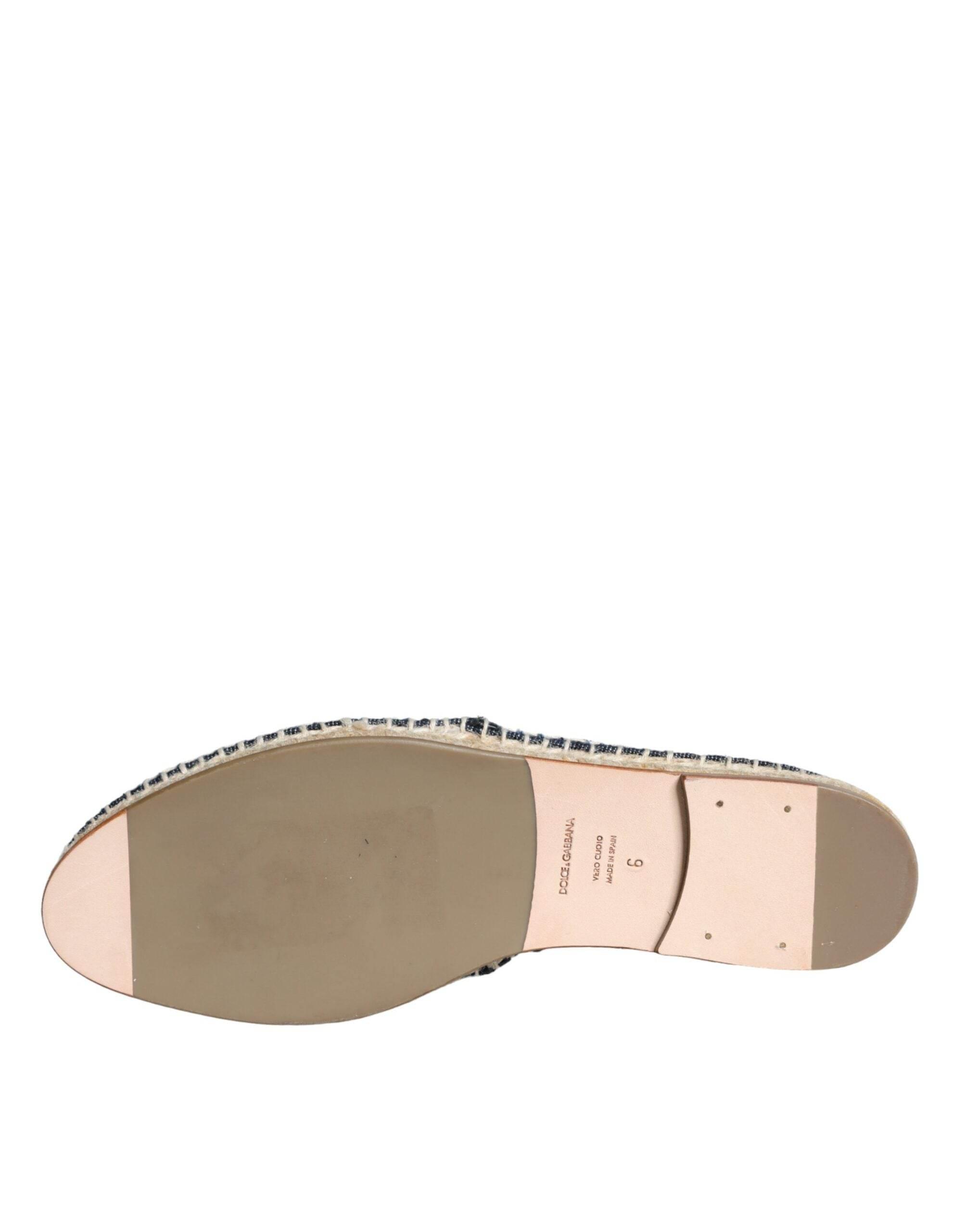 Dolce & Gabbana Blue Denim Cotton Leather Espadrilles Shoes - Hilstor