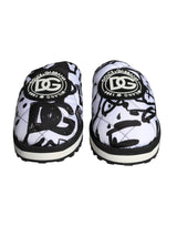 Dolce & Gabbana Black White Quilted Logo Sandals Slides Shoes - Hilstor