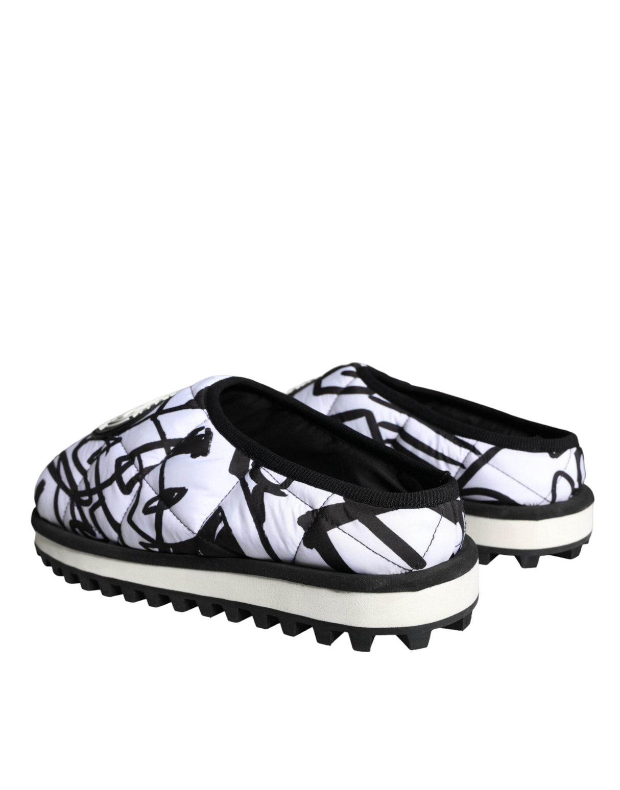 Dolce & Gabbana Black White Quilted Logo Sandals Slides Shoes - Hilstor
