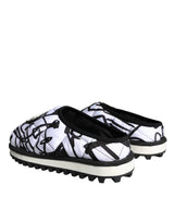 Dolce & Gabbana Black White Quilted Logo Sandals Slides Shoes - Hilstor