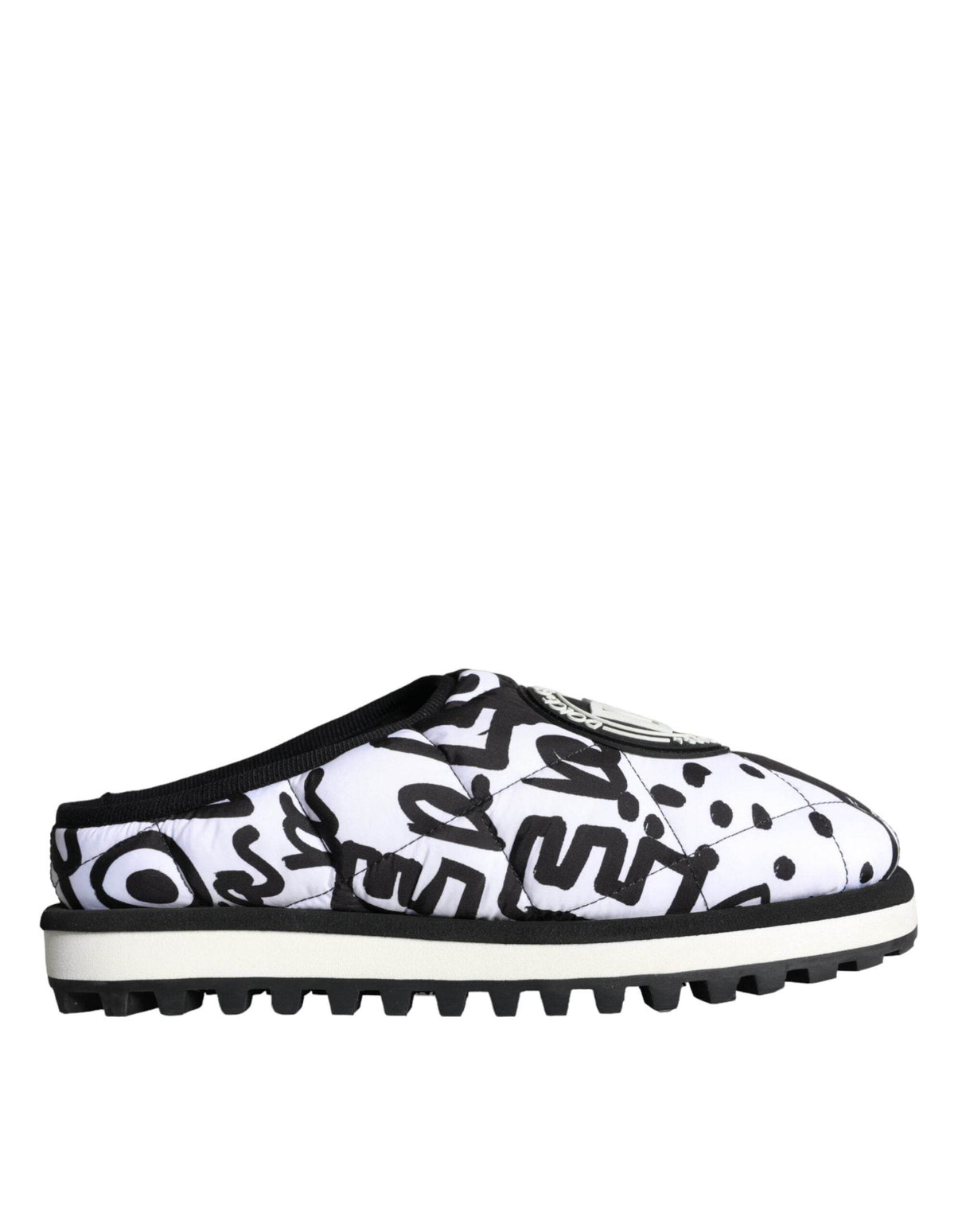 Dolce & Gabbana Black White Quilted Logo Sandals Slides Shoes - Hilstor