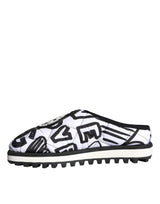 Dolce & Gabbana Black White Quilted Logo Sandals Slides Shoes - Hilstor