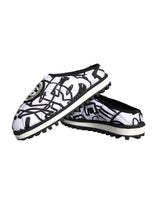 Dolce & Gabbana Black White Quilted Logo Sandals Slides Shoes - Hilstor