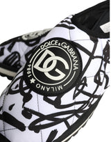 Dolce & Gabbana Black White Quilted Logo Sandals Slides Shoes - Hilstor