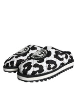 Dolce & Gabbana Black White Quilted Logo Sandals Slides Shoes - Hilstor