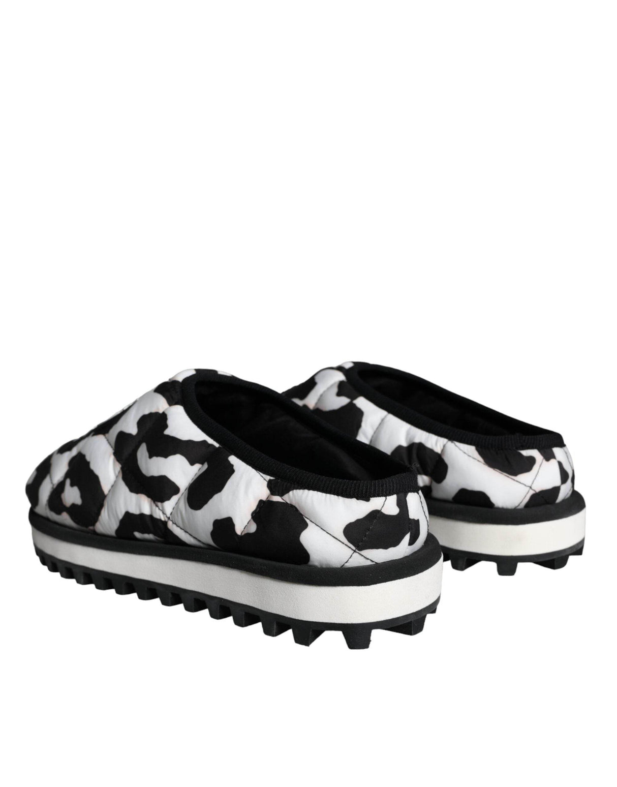 Dolce & Gabbana Black White Quilted Logo Sandals Slides Shoes - Hilstor