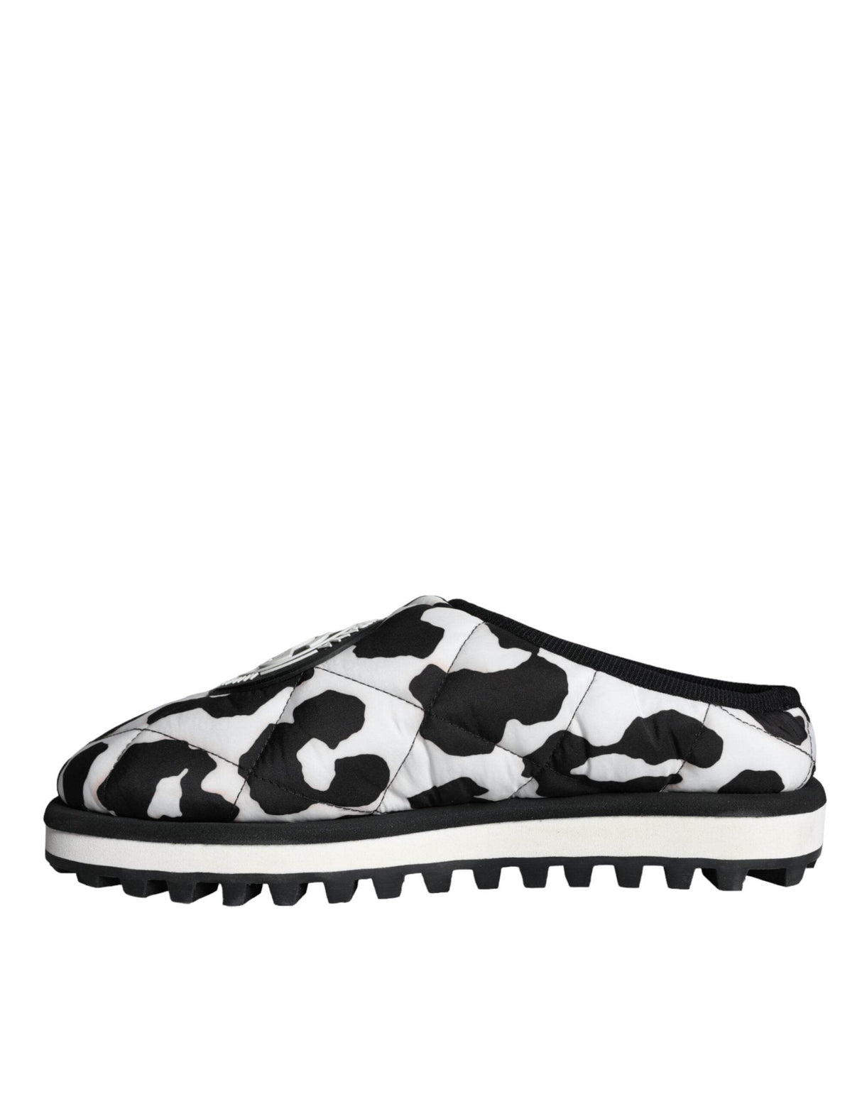 Dolce & Gabbana Black White Quilted Logo Sandals Slides Shoes - Hilstor